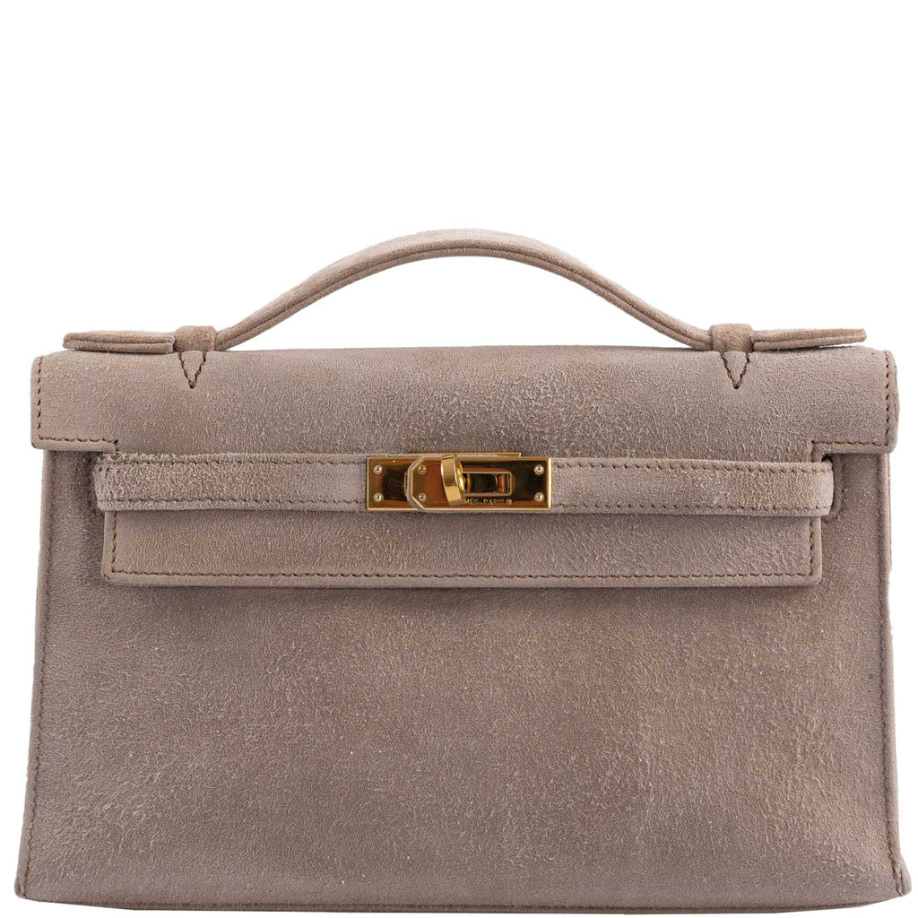 Hermes Etoupe Epsom Kelly Pochette Handmade Bag
