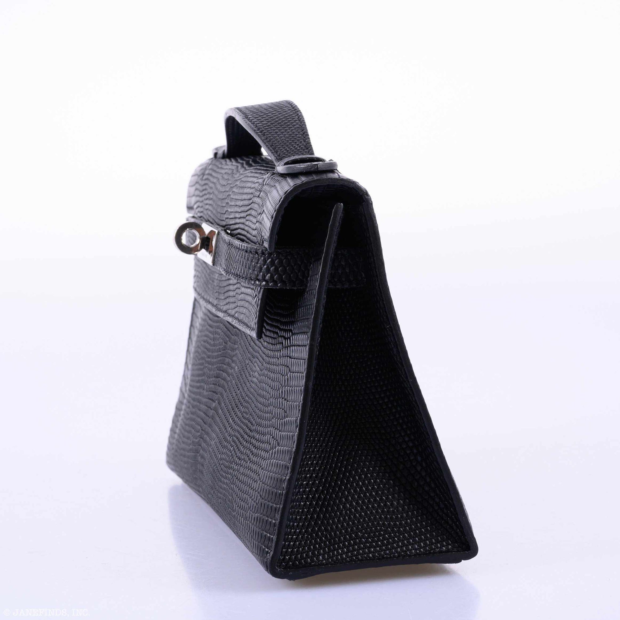 Hermès JPG Kelly Pochette Matte Black Salvatore Lizard Palladium Hardware