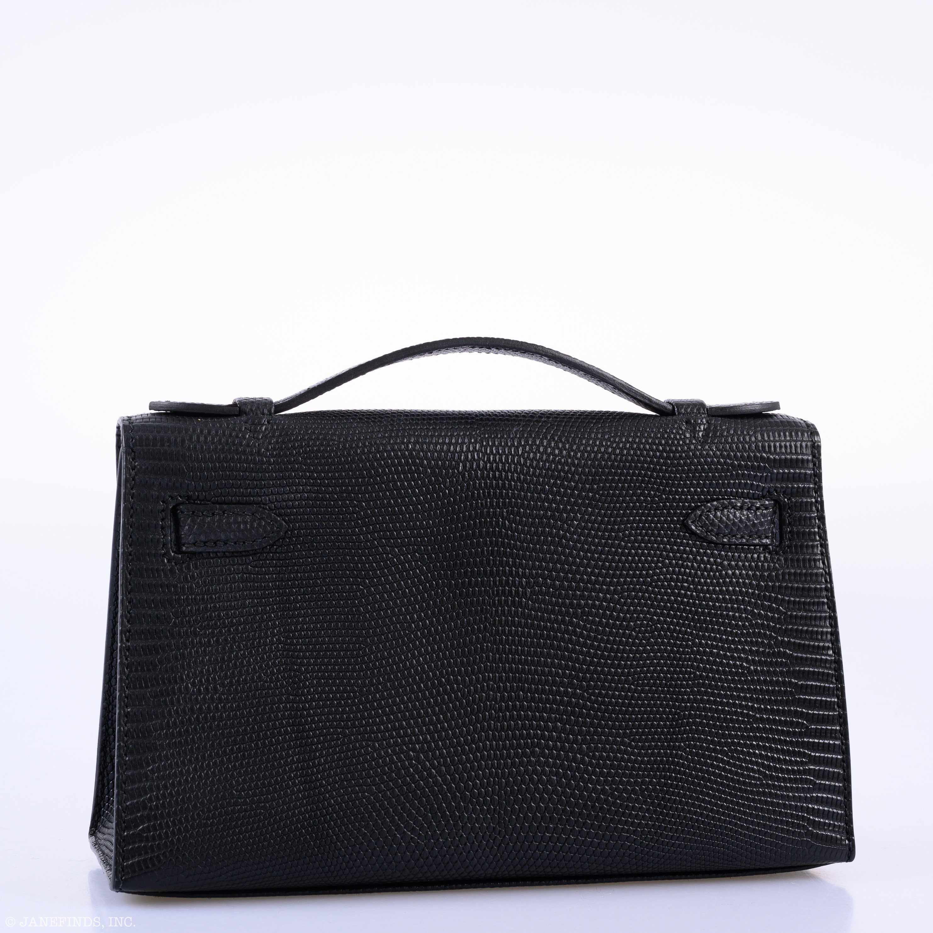 Hermès JPG Kelly Pochette Matte Black Salvatore Lizard Palladium Hardware