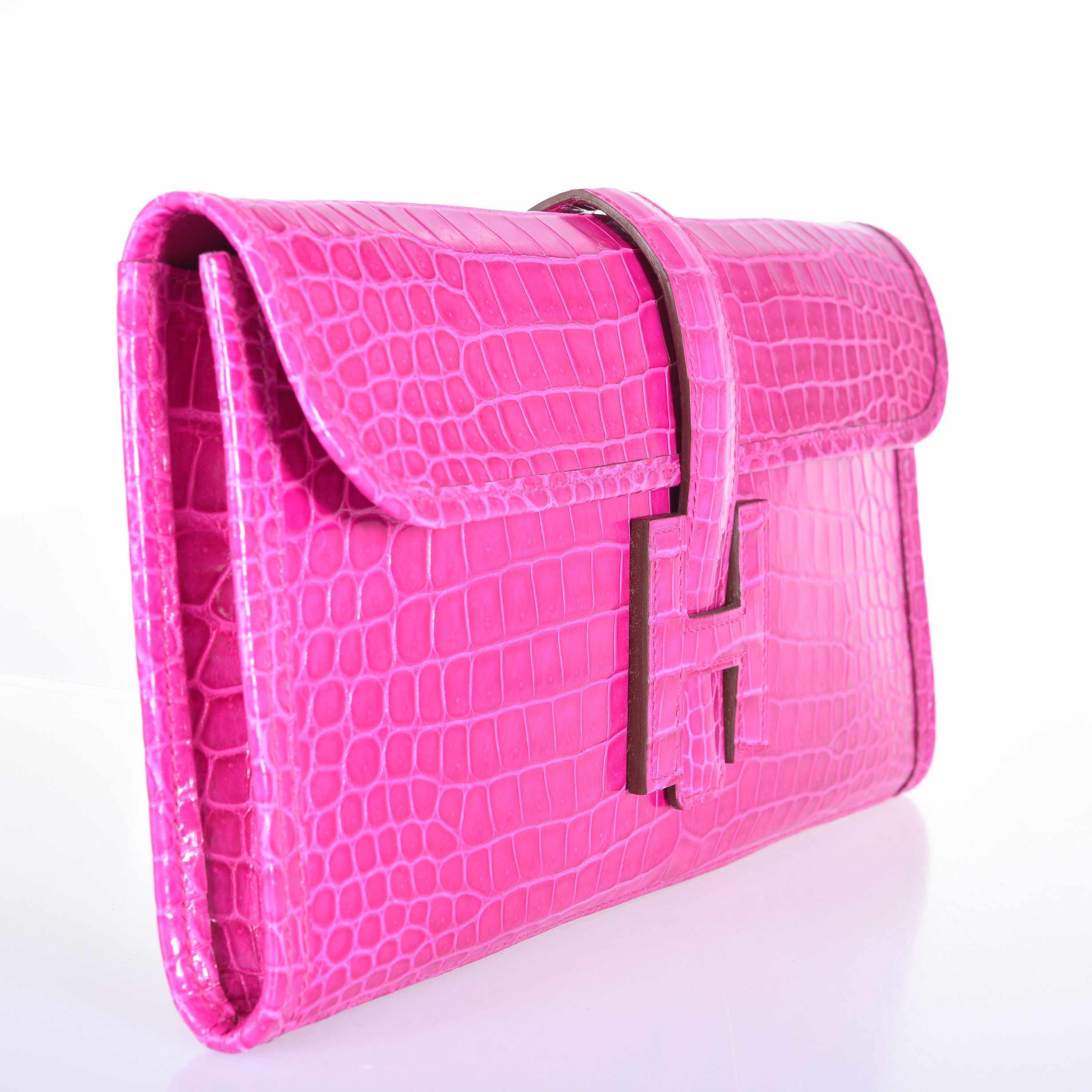 Hermès Jige Élan 29 Rose Scheherazade Shiny Crocodile Porosus