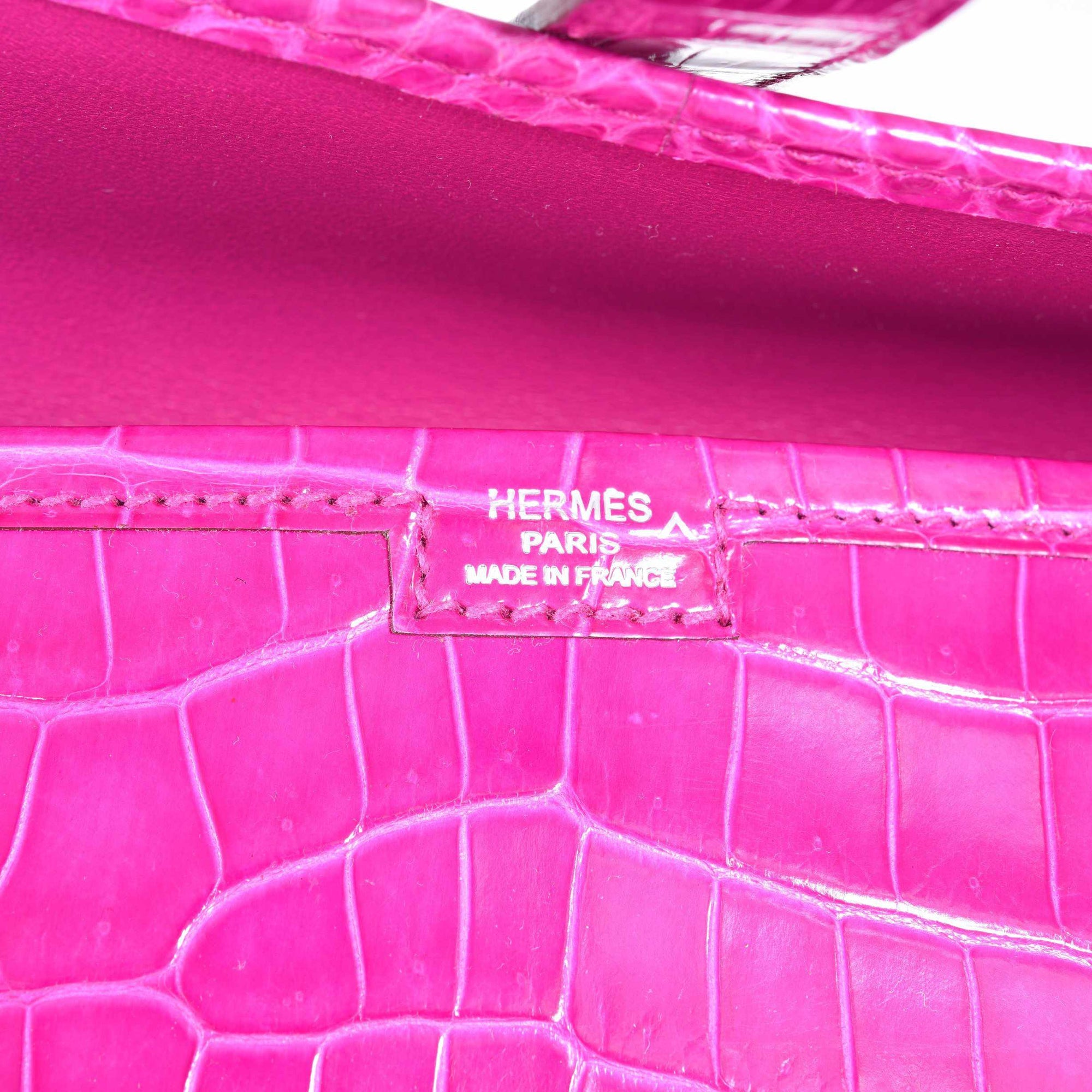 Hermès Jige Elan 29 Rose Scheherazade Shiny Porosus Crocodile