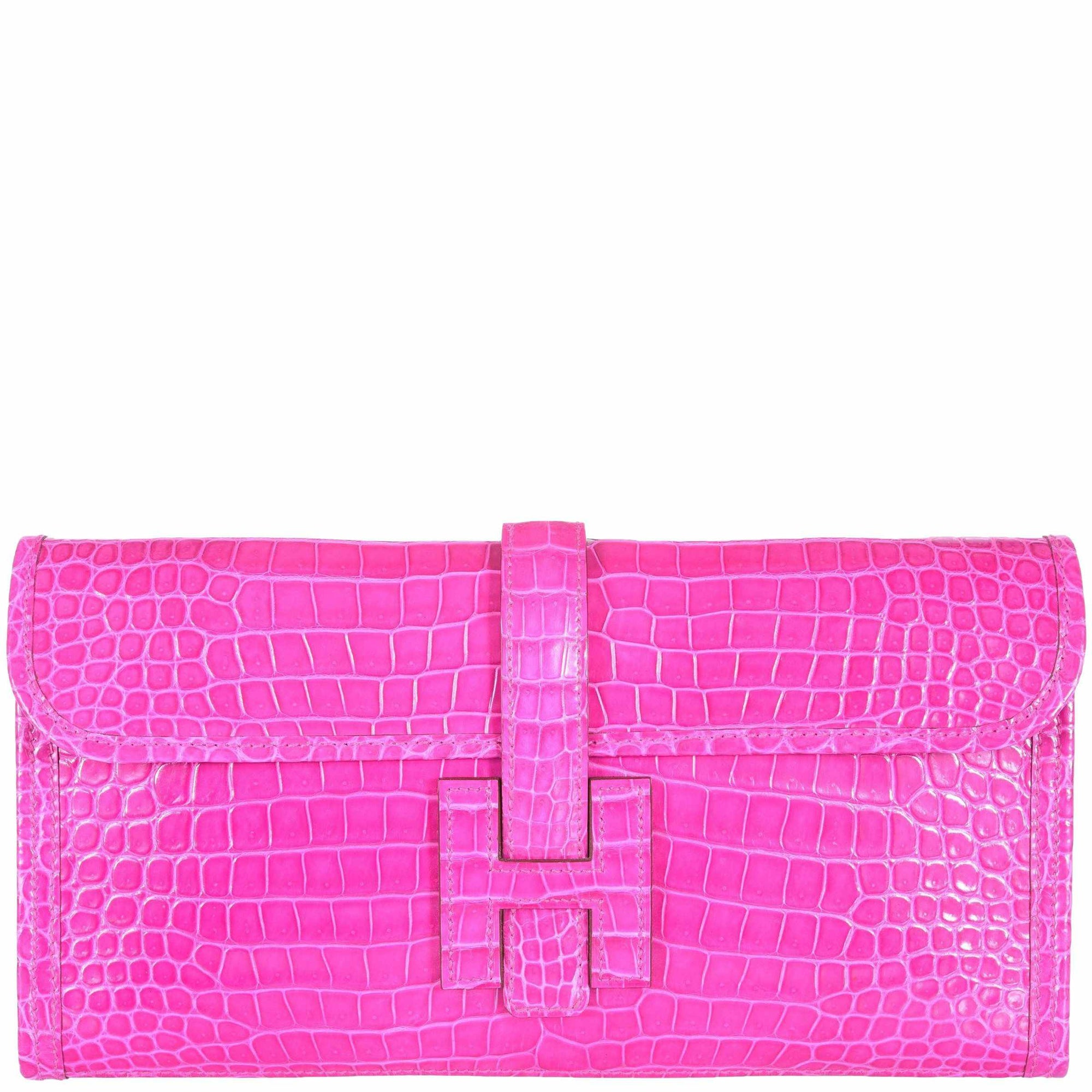 Hermès Jige Elan 29 Rose Scheherazade Shiny Porosus Crocodile