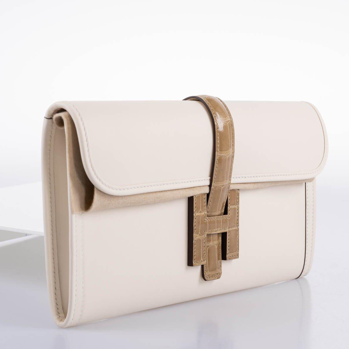 Hermès Jige Elan 29 Touch Nata Beige Swift Leather & Sable Alligator