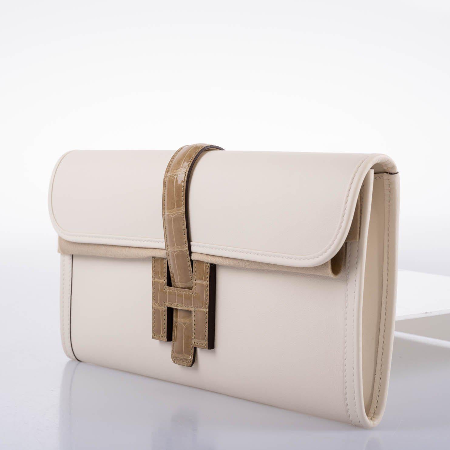 Hermès Jige Elan 29 Touch Nata Beige Swift Leather & Sable Alligator