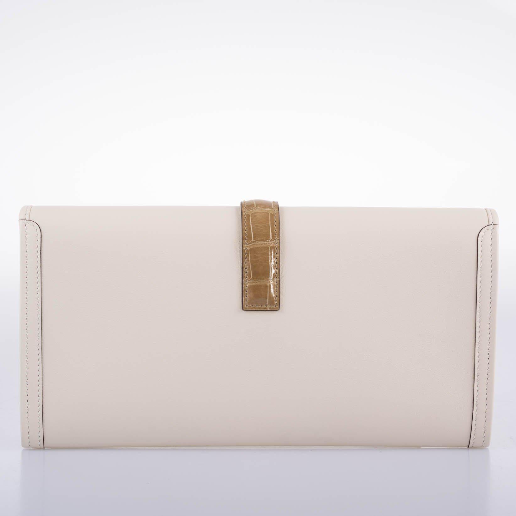 Hermès Jige Elan 29 Touch Nata Beige Swift Leather & Sable Alligator