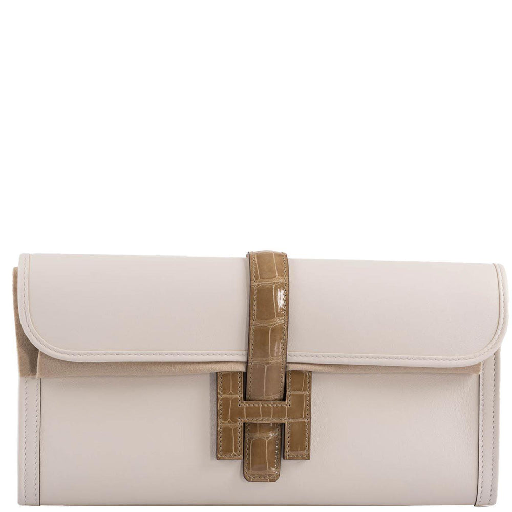 Hermès Jige Elan 29 Touch Nata Beige Swift Leather & Sable Alligator