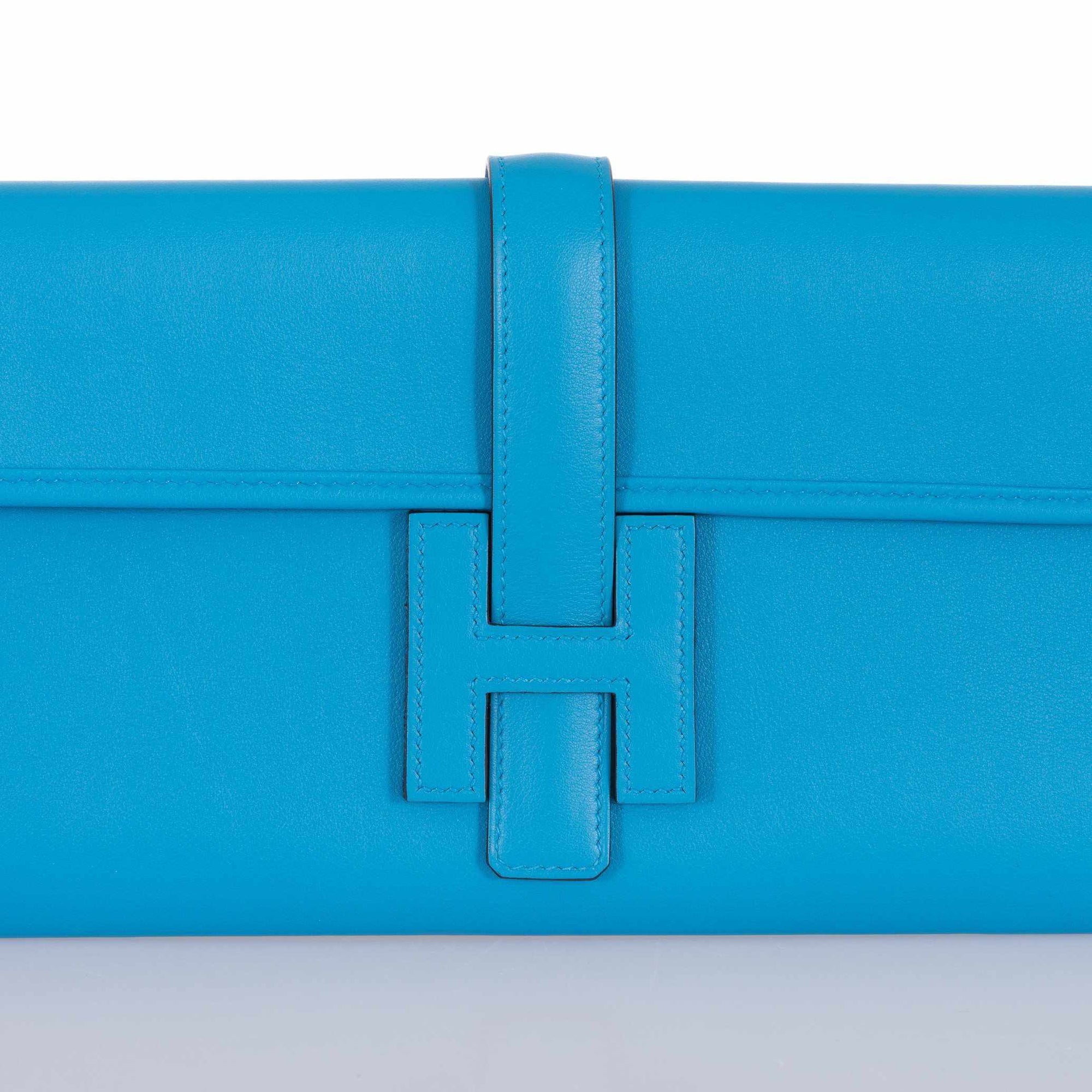 Hermès Jige Elan Clutch Blue Zanzibar Swift