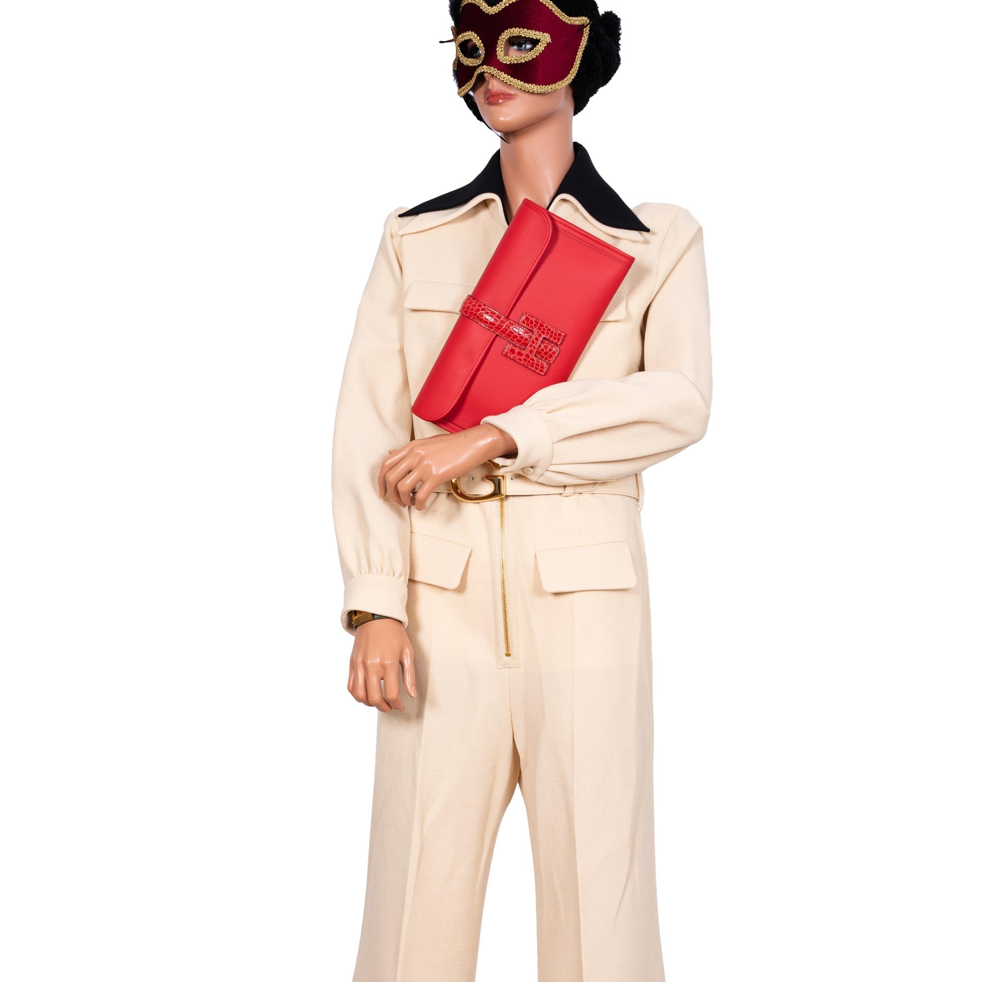 Hermès Jige Élan Rouge de Coeur Shiny Alligator & Swift
