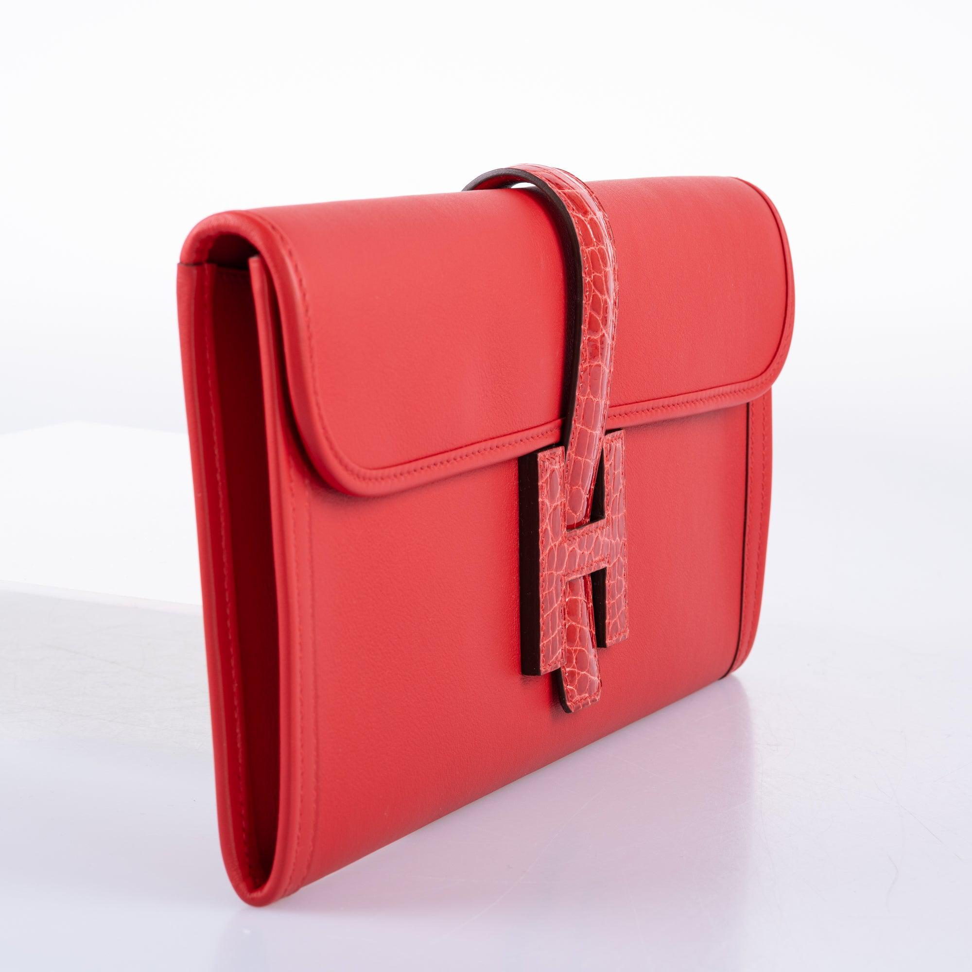 Hermès Jige Élan Rouge de Coeur Shiny Alligator & Swift