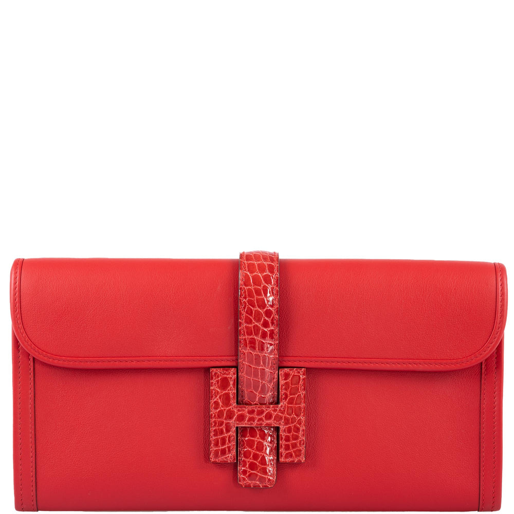 Hermès Jige Élan Rouge de Coeur Shiny Alligator & Swift