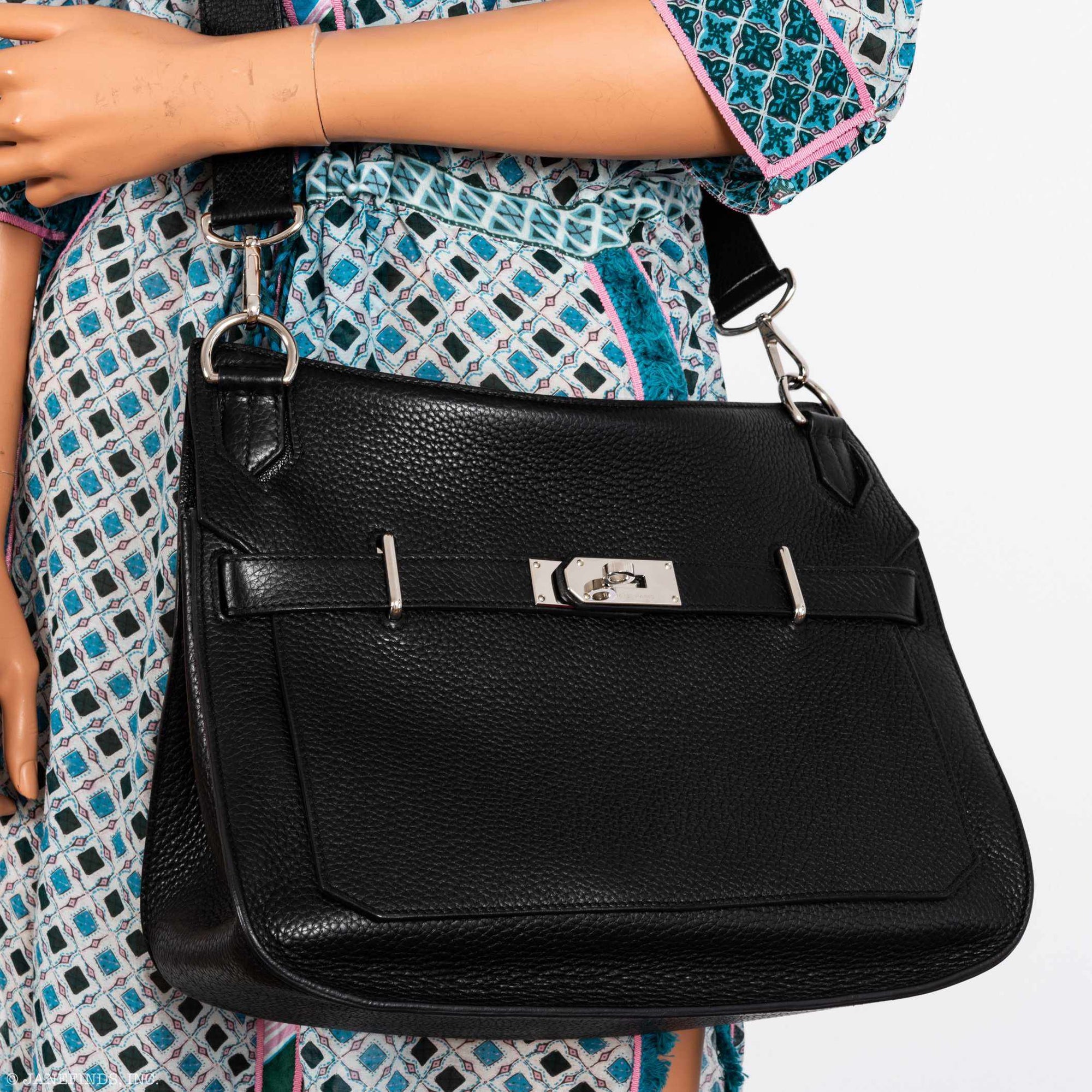 Hermès Jypsiere 34 Black Clemence Palladium Hardware
