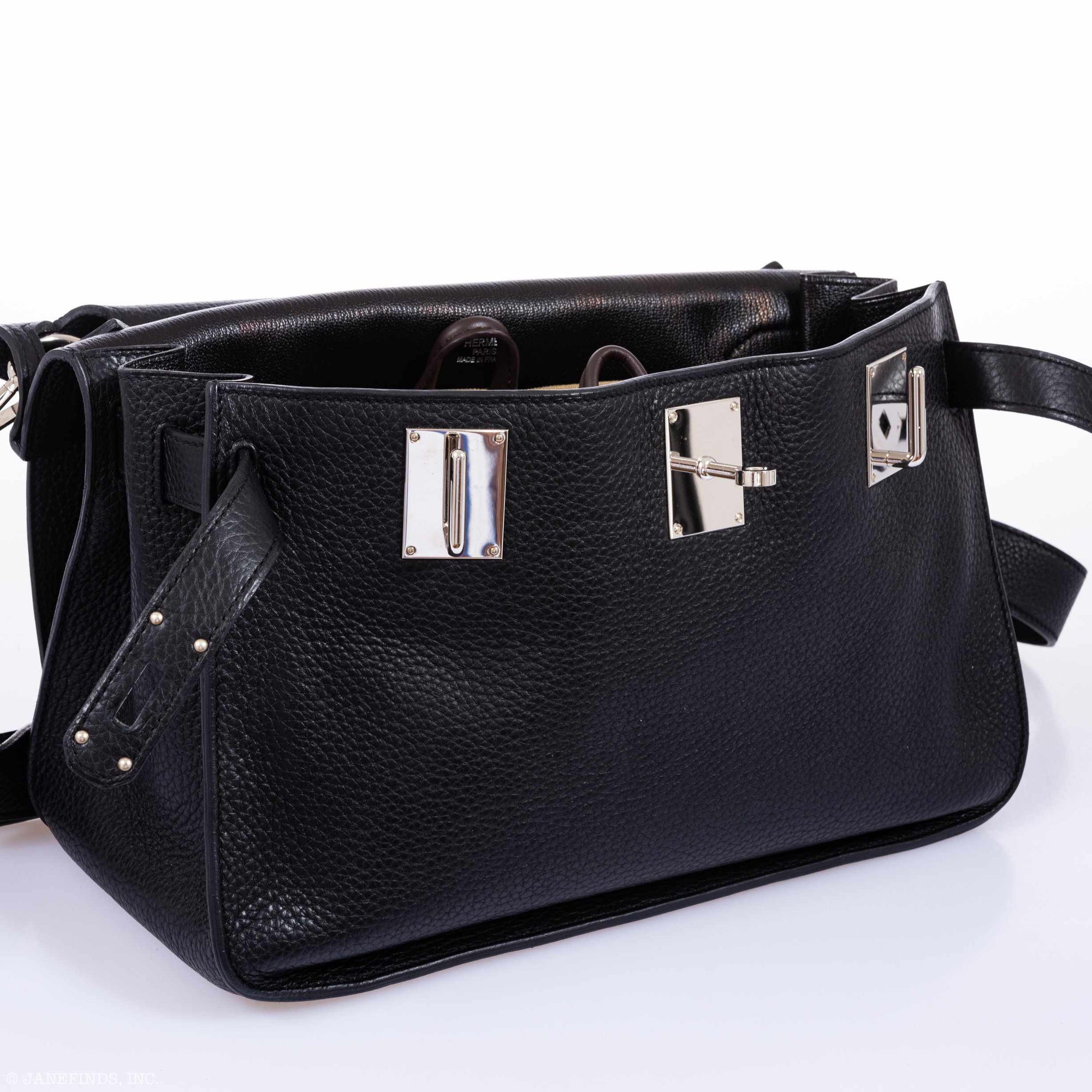 Hermès Jypsiere 34 Black Clemence Palladium Hardware