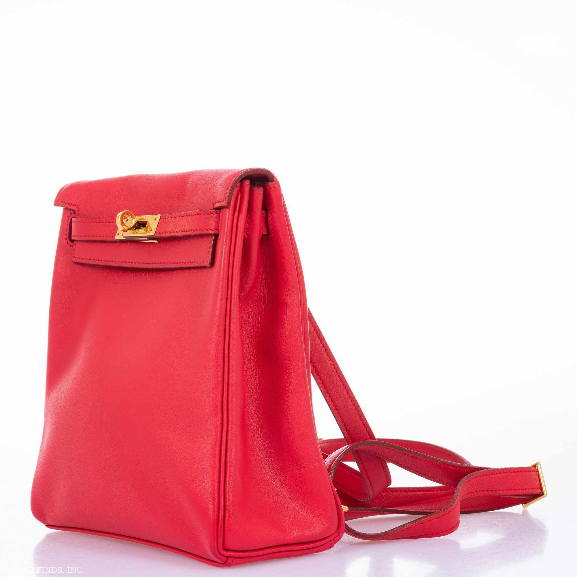 Hermès Kelly 20 Ado Backpack Rouge Vif Gulliver Gold Hardware