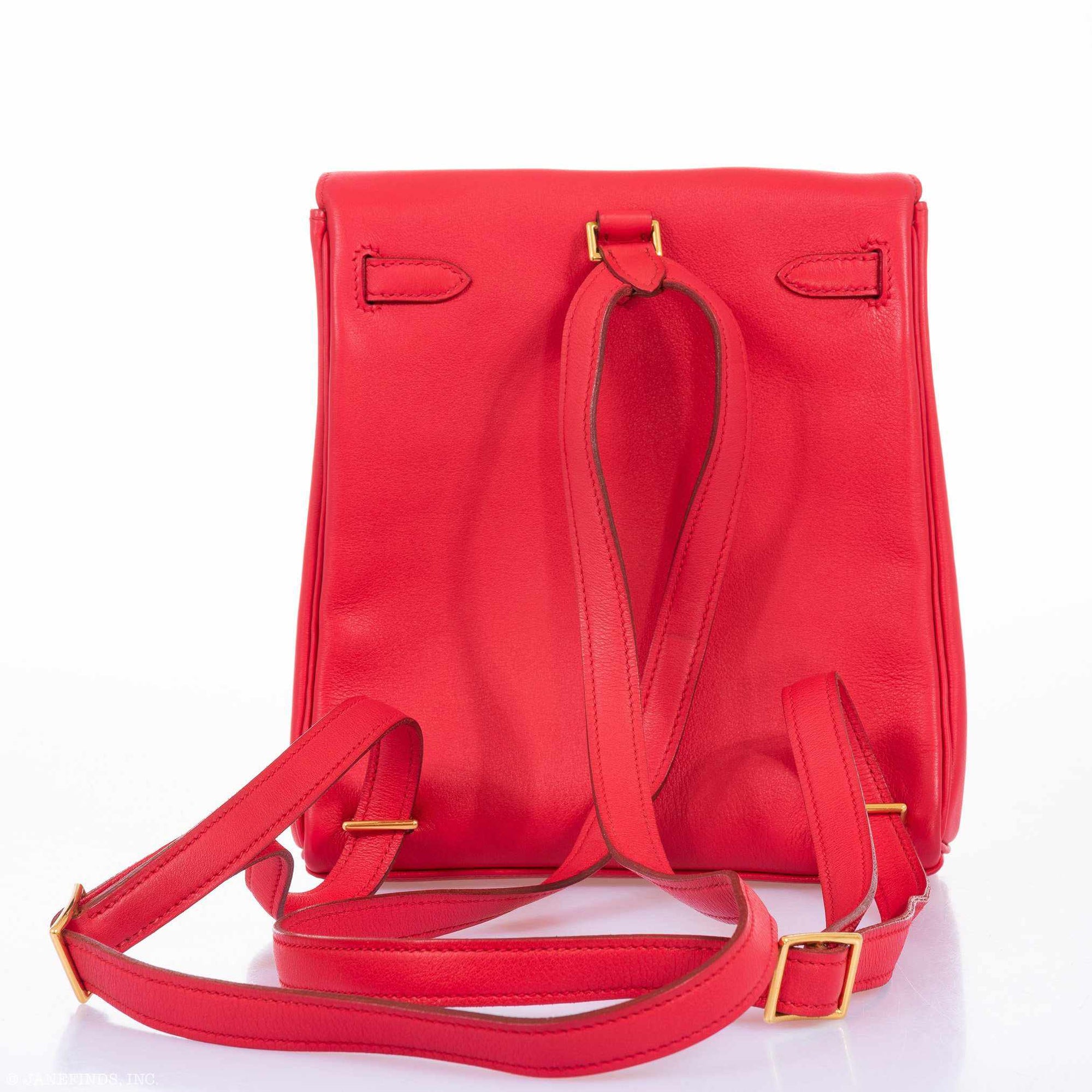Hermès Kelly 20 Ado Backpack Rouge Vif Gulliver Gold Hardware
