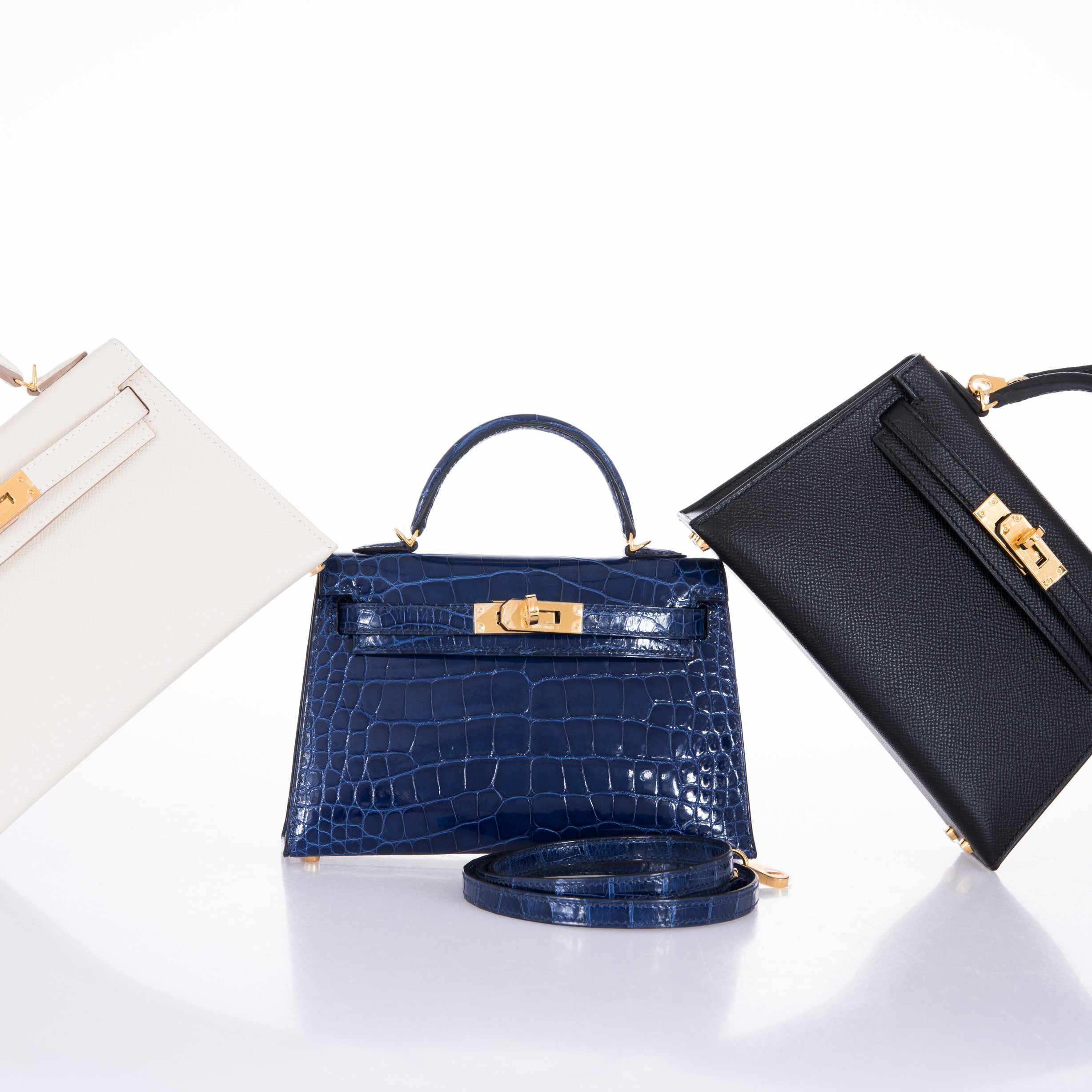 Hermès Kelly 20 Blue Sapphire Crocodile Gold Hardware