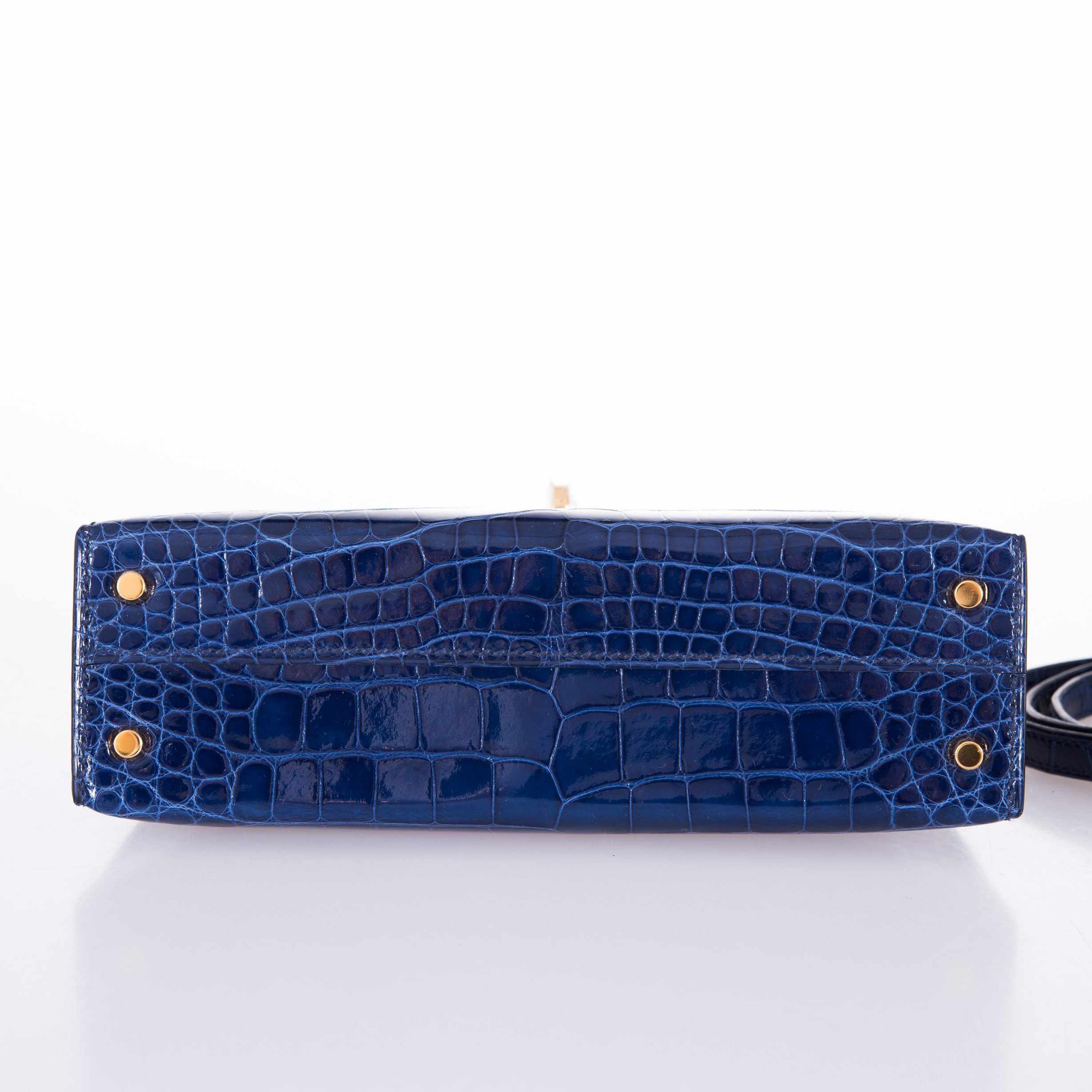 Hermès Kelly 20 Blue Sapphire Crocodile Gold Hardware