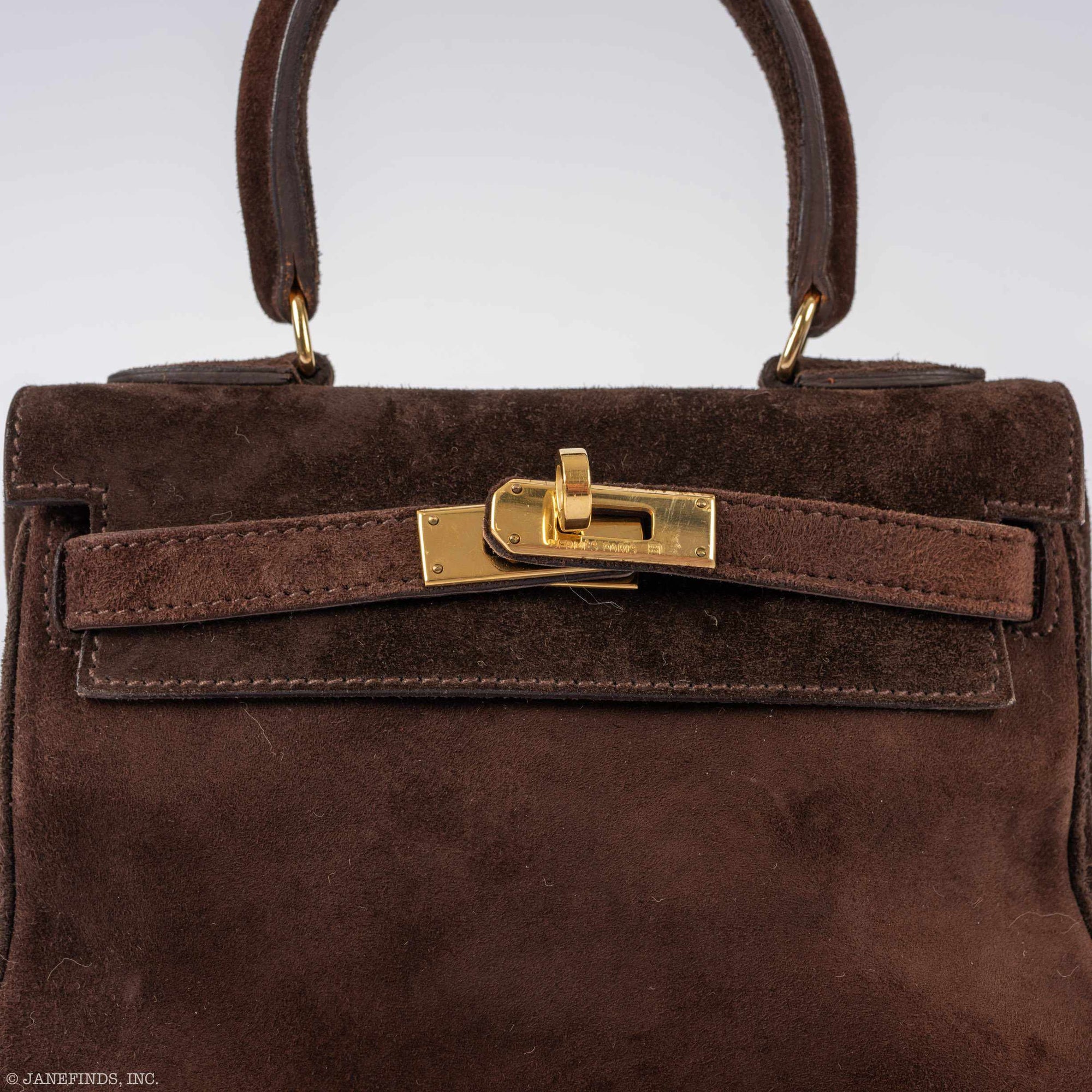 Hermès Kelly 20 Mini Chocolate Veau Doblis Suede Gold Hardware - Rare Vintage