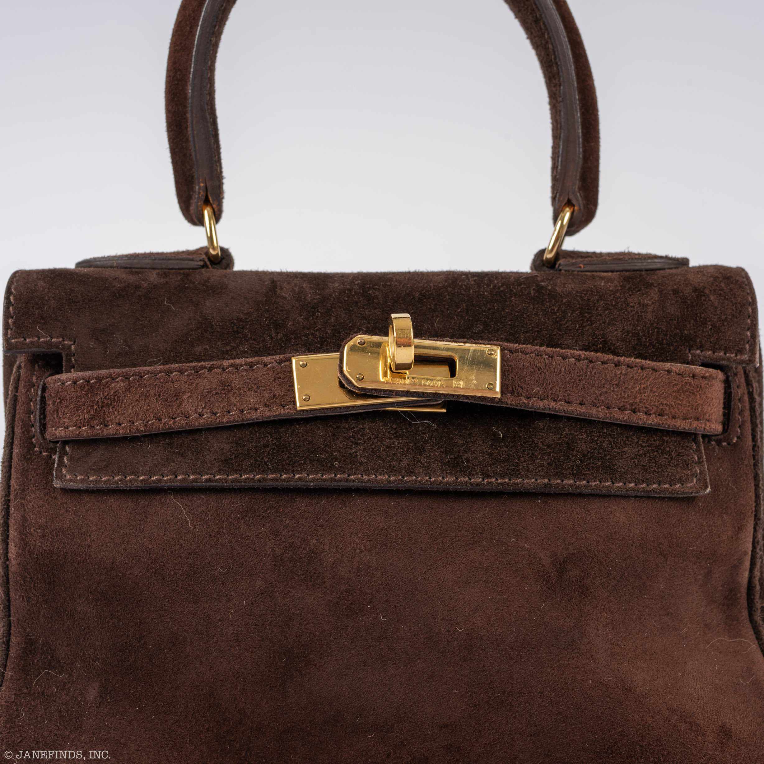 Hermès Kelly 20 Mini Chocolate Veau Doblis Suede Gold Hardware - Rare Vintage