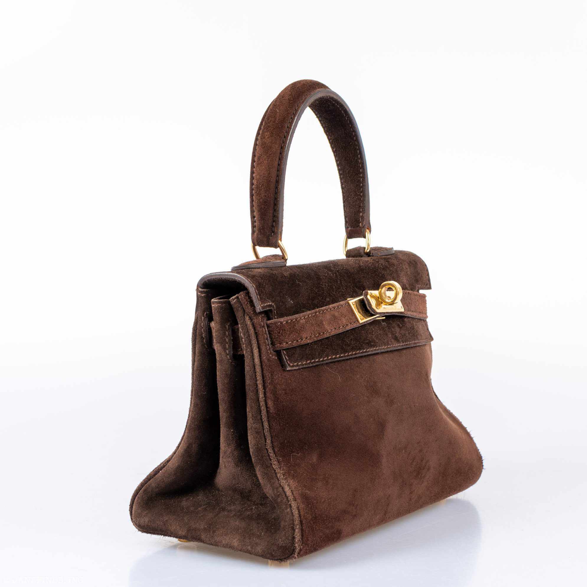 Hermès Kelly 20 Mini Chocolate Veau Doblis Suede Gold Hardware - Rare Vintage