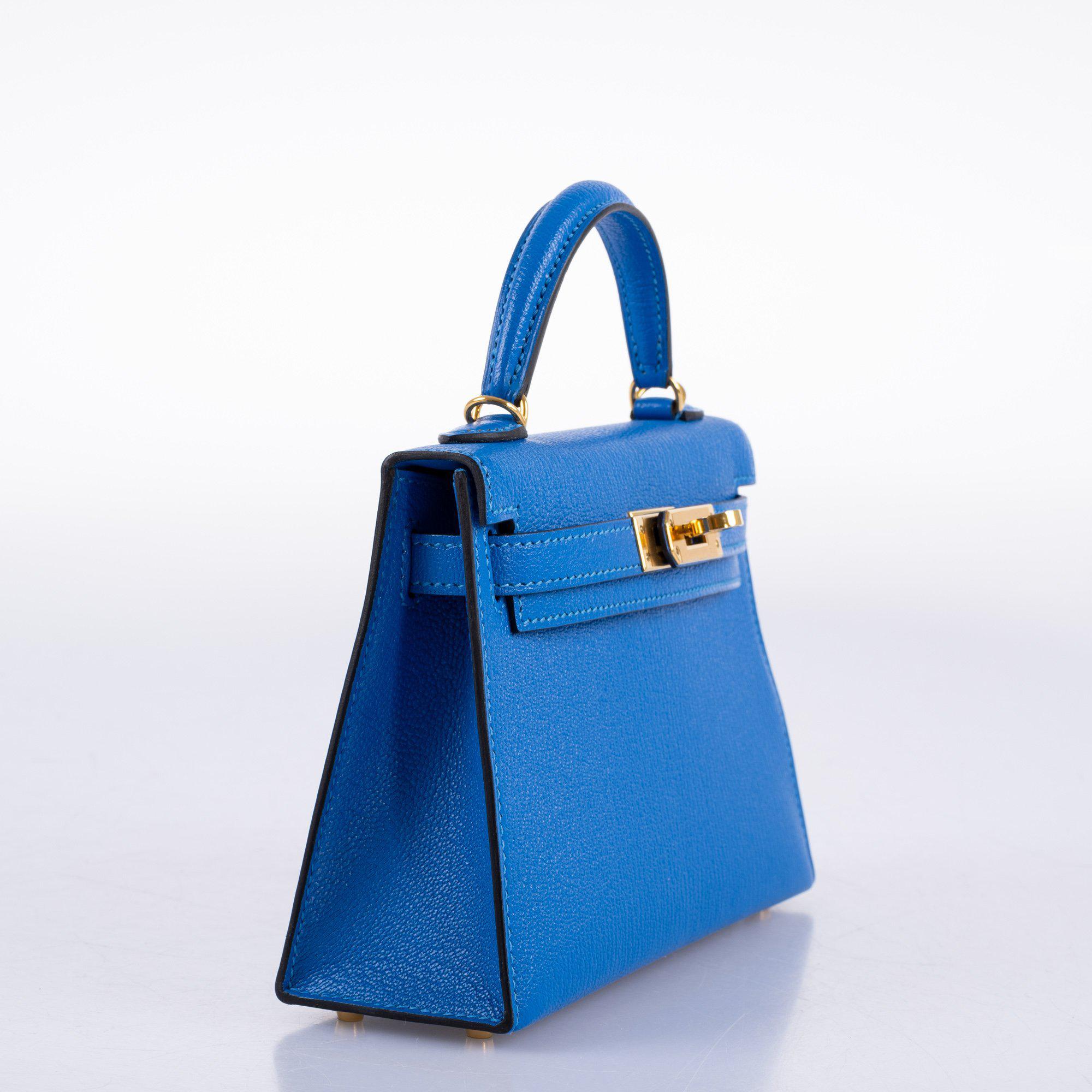 Hermès Kelly 20 Mini II Bleu Hydra Chevre Mysore Gold Hardware