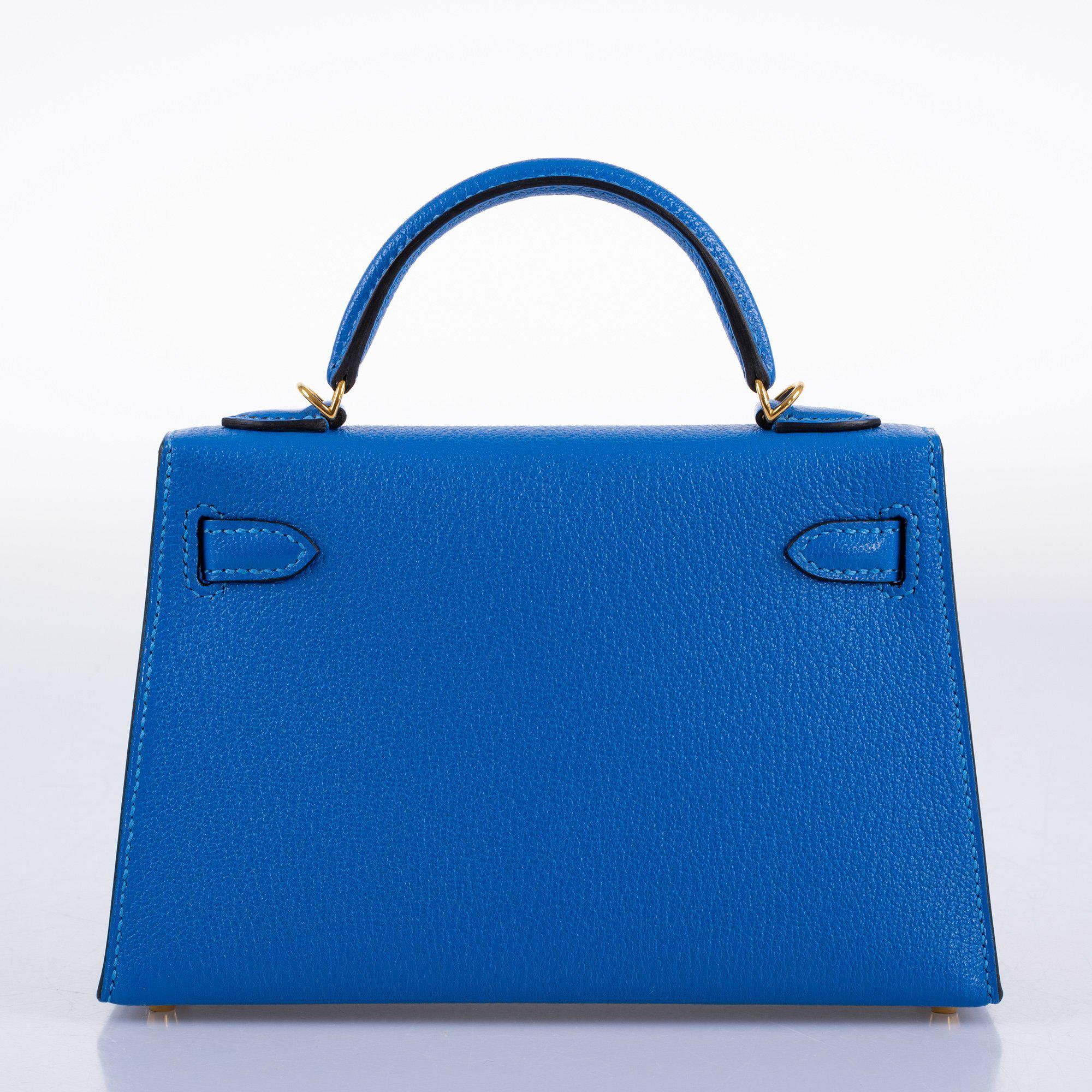 Hermès Kelly 20 Mini II Bleu Hydra Chevre Mysore Gold Hardware