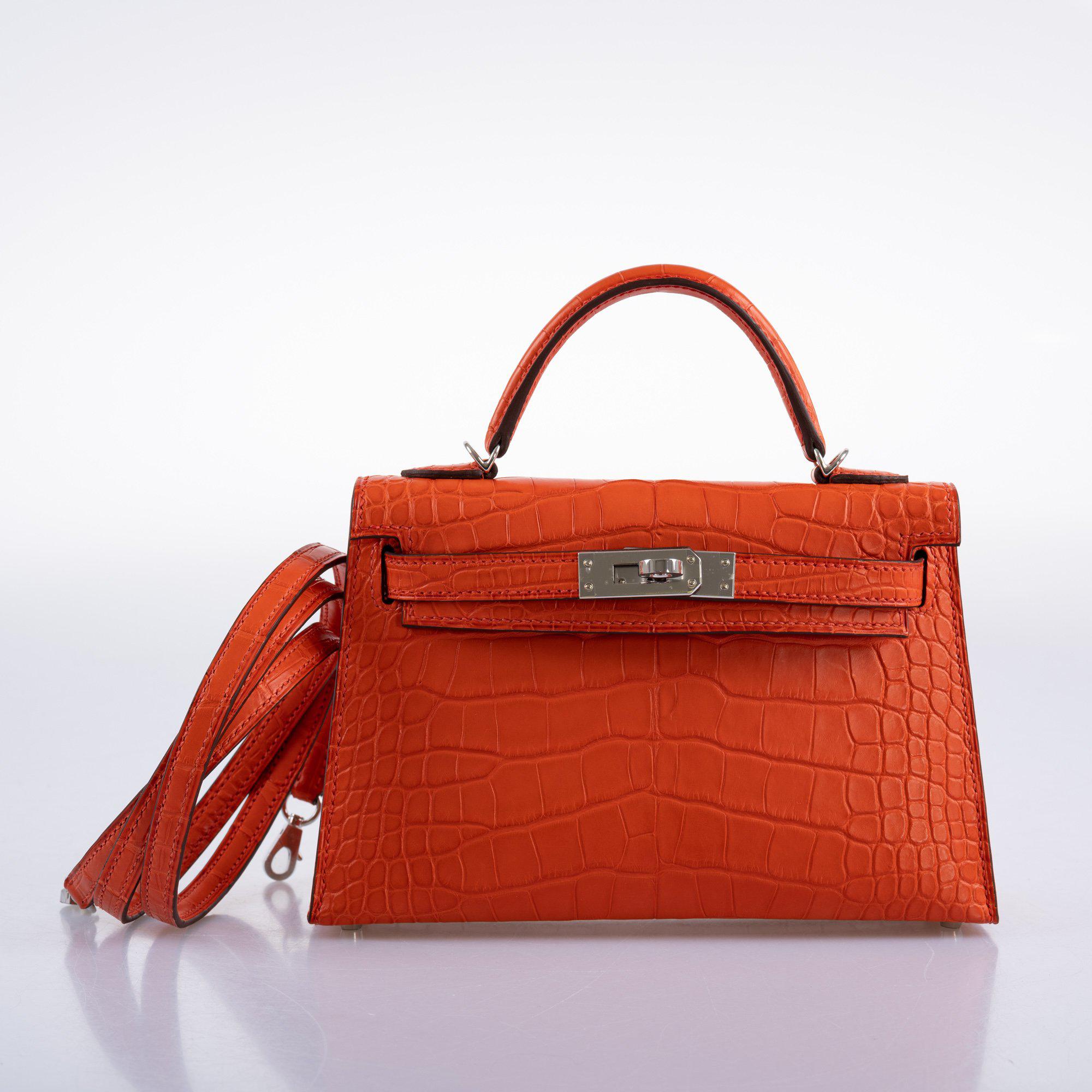 Hermès Kelly 20 Mini II Poppy Matte Alligator Palladium Hardware