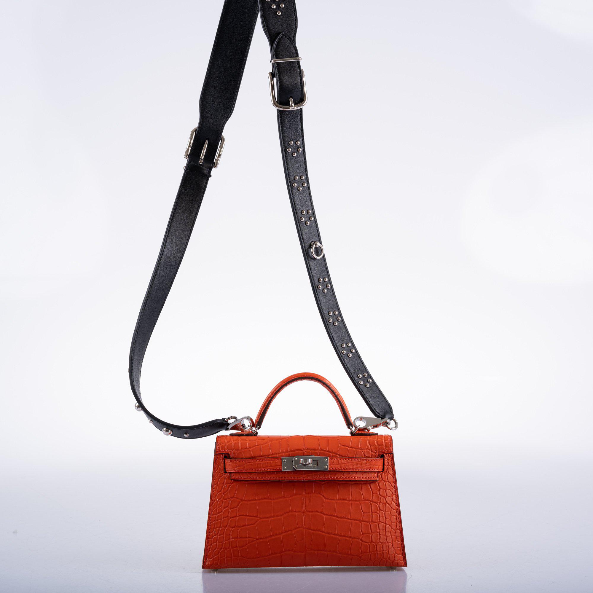 Hermès Kelly 20 Mini II Poppy Matte Alligator Palladium Hardware
