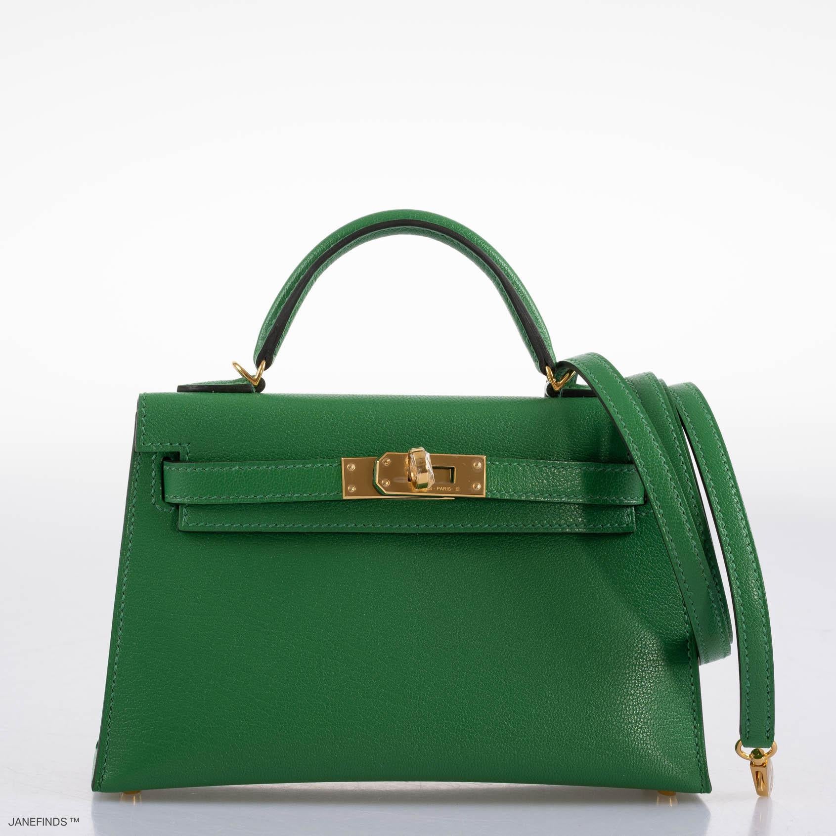 Hermès Kelly 20 Mini II Sellier Bambou Chevre with Gold Hardware