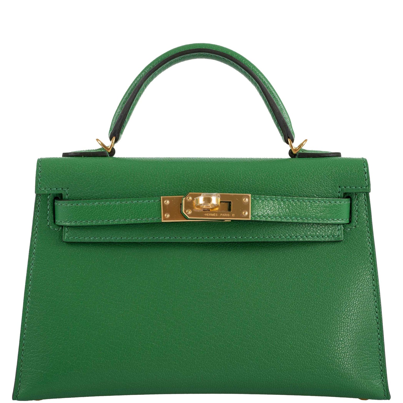 Hermès Kelly 20 Mini II Sellier Bambou Chevre with Gold Hardware - 202 ...