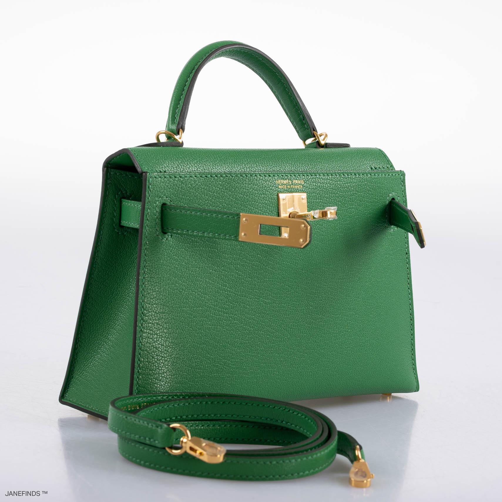 Hermès Kelly 20 Mini II Sellier Bambou Chevre with Gold Hardware