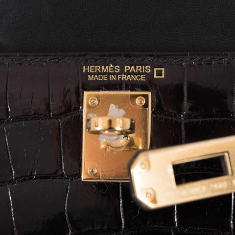 Hermès Kelly 20 Mini II Sellier Black Alligator with Gold Hardware - 2021, Z