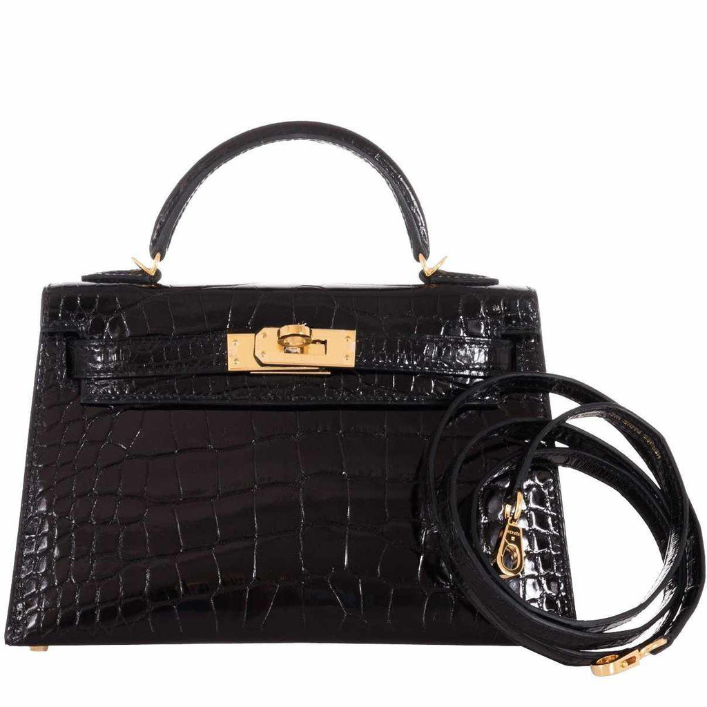 Black Shiny Alligator Mini Kelly 20 Gold Hardware, 2022, Handbags &  Accessories, 2023