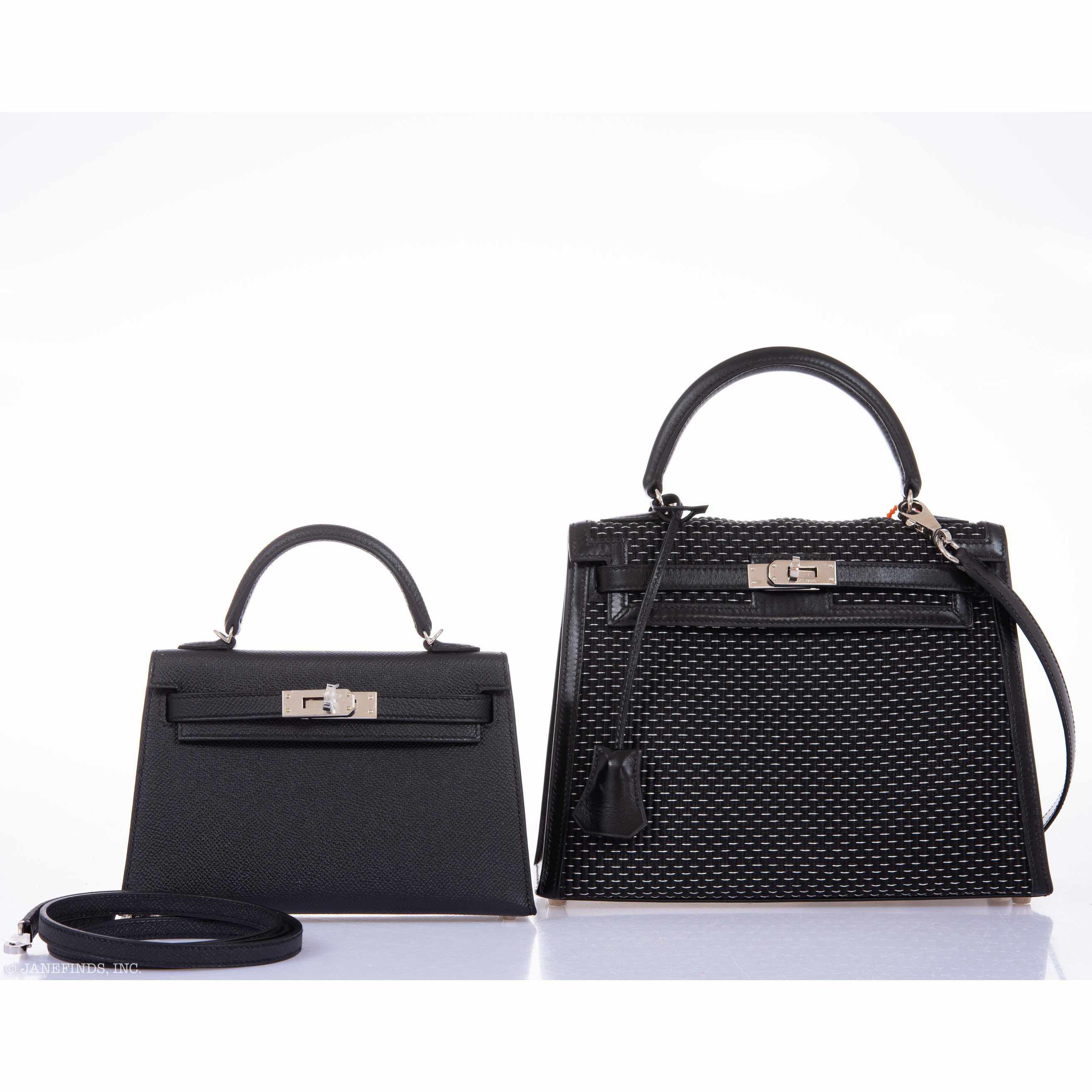 Hermès Kelly 20 Mini II Sellier Black Epsom Palladium Hardware - 2020, Y