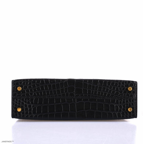 Hermès Kelly 20 Mini II Sellier Black Matte Alligator Gold Hardware