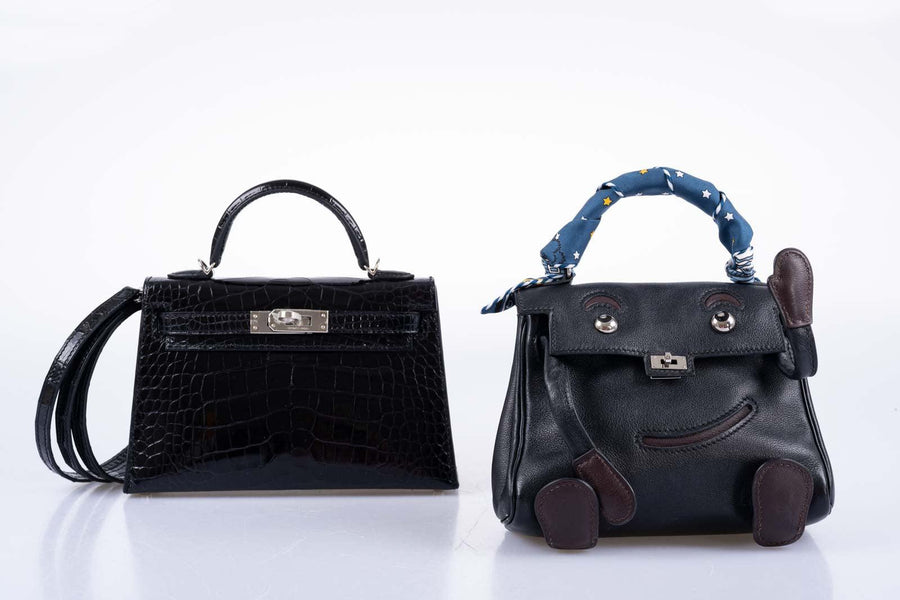 Hermès Kelly 20 Mini II Sellier Black Shiny Alligator with Palladium Hardware