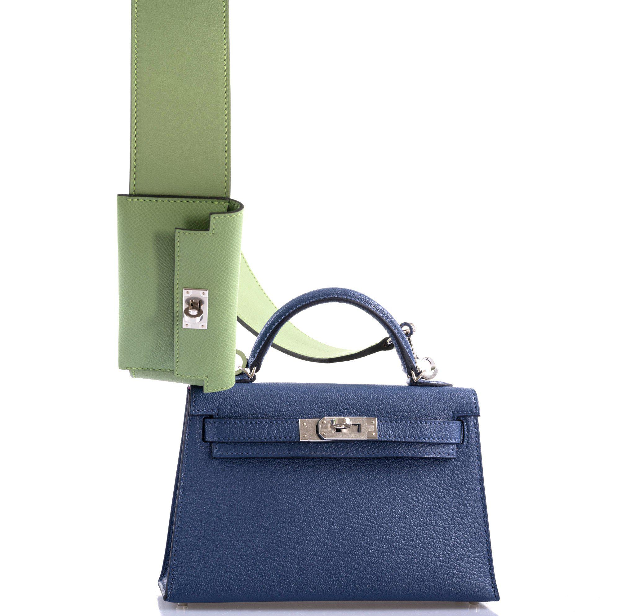 Hermès Kelly 20 Mini II Sellier Blue Brighton & Magnolia Chevre with Palladium Hardware