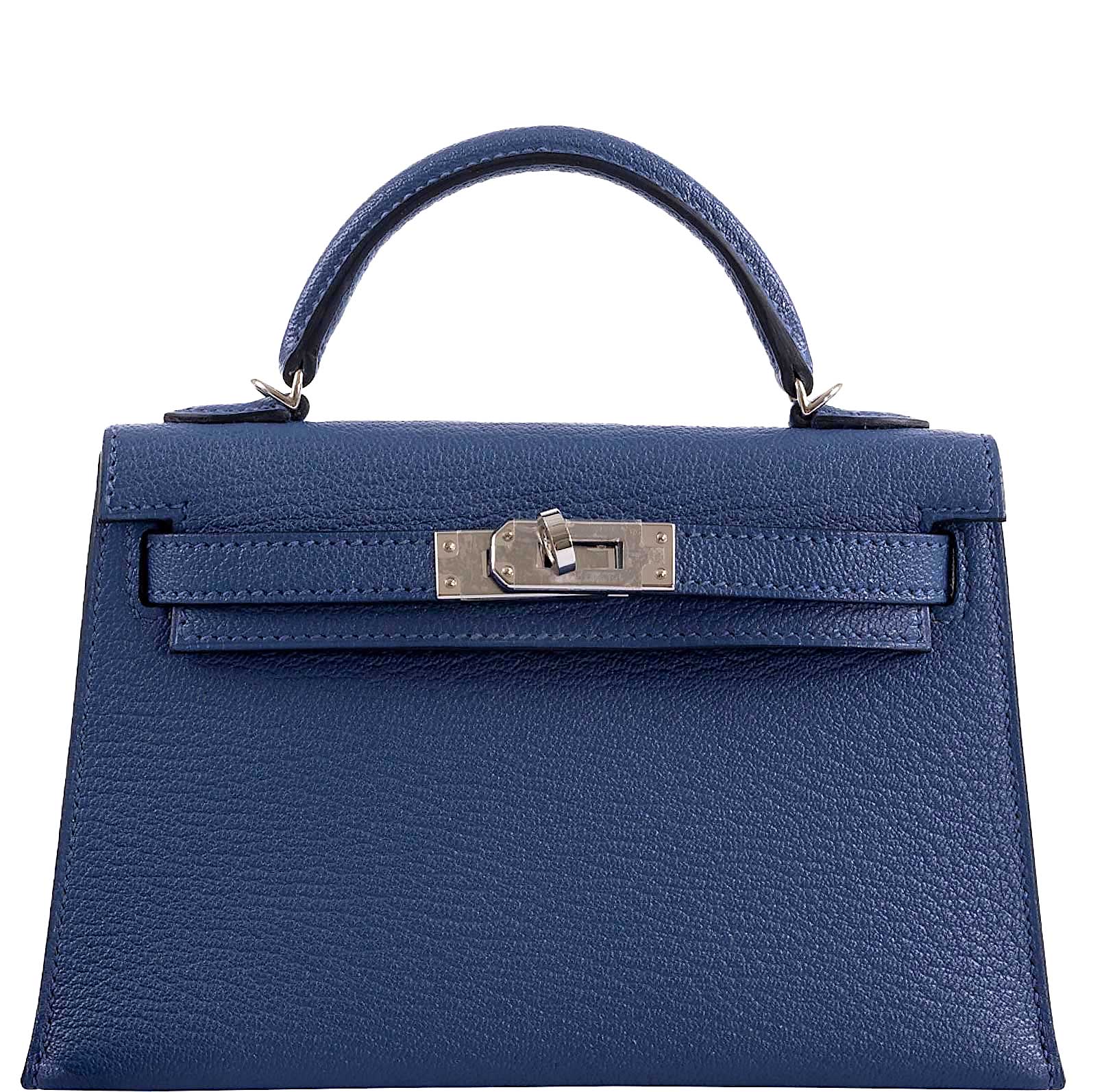 Hermès Kelly 20 Mini II Sellier Blue Brighton & Magnolia Chevre with Palladium Hardware