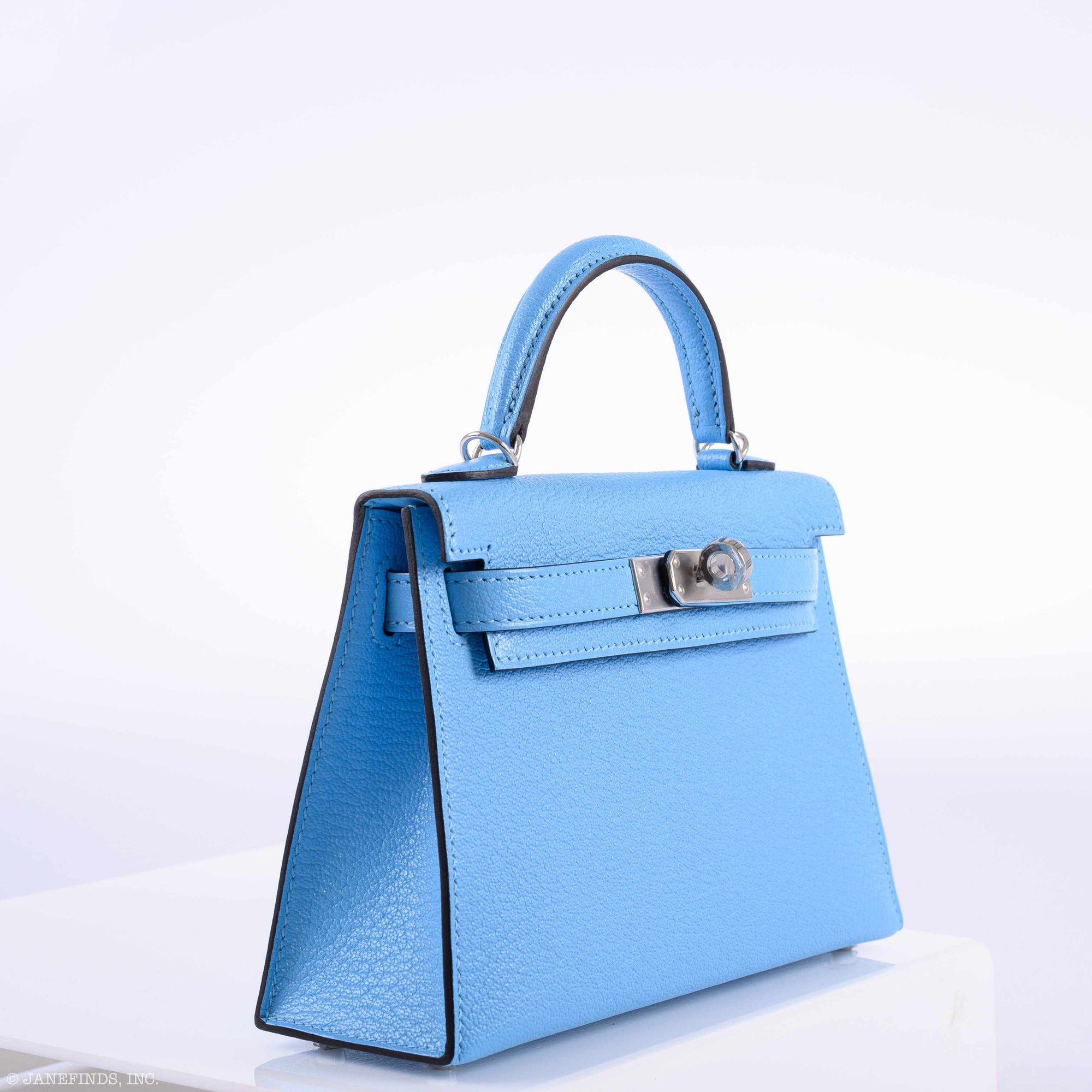 Hermès Kelly 20 Mini II Sellier Blue Celeste Chevre Palladium Hardware