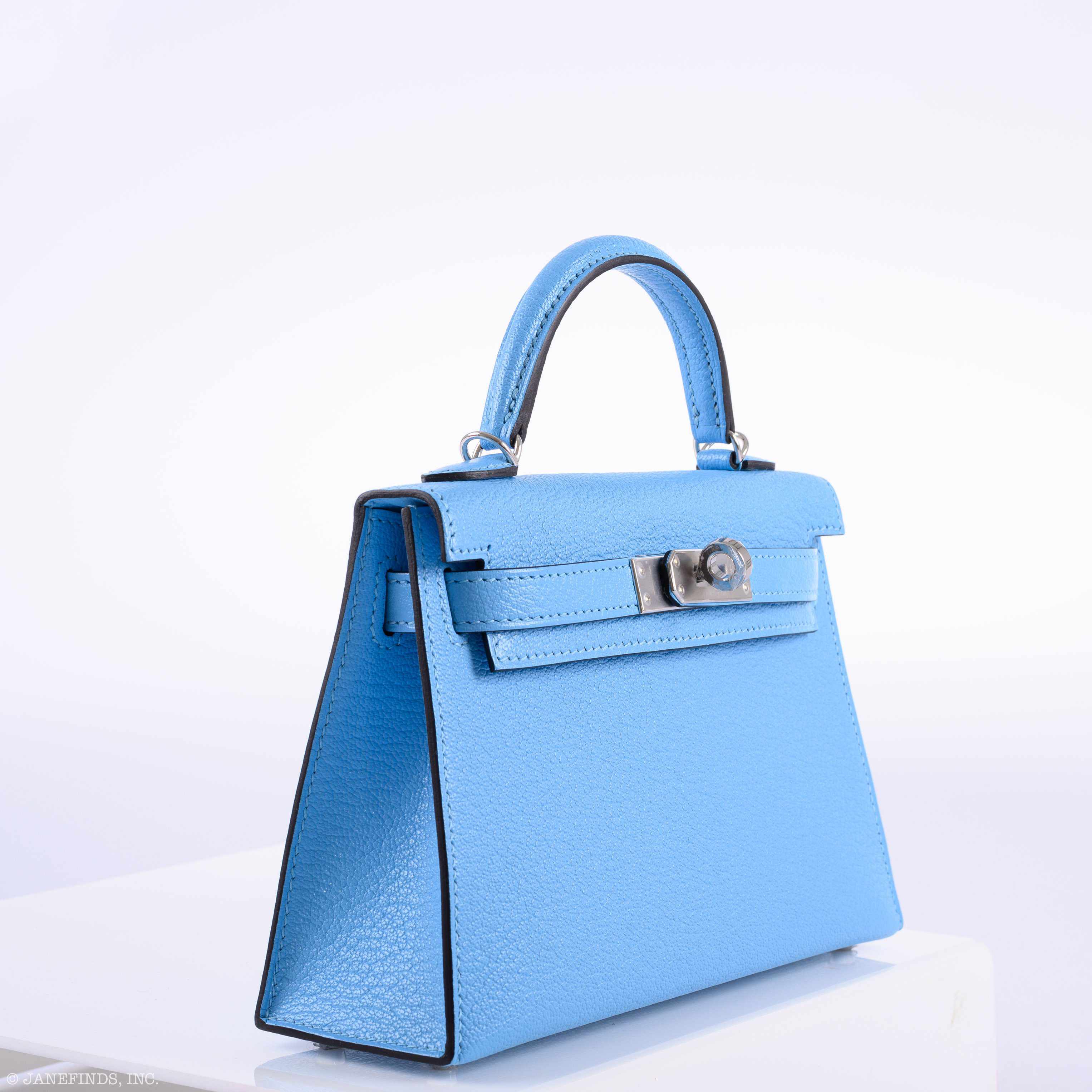 Hermès Kelly 20 Mini II Sellier Blue Celeste Chevre Palladium Hardware