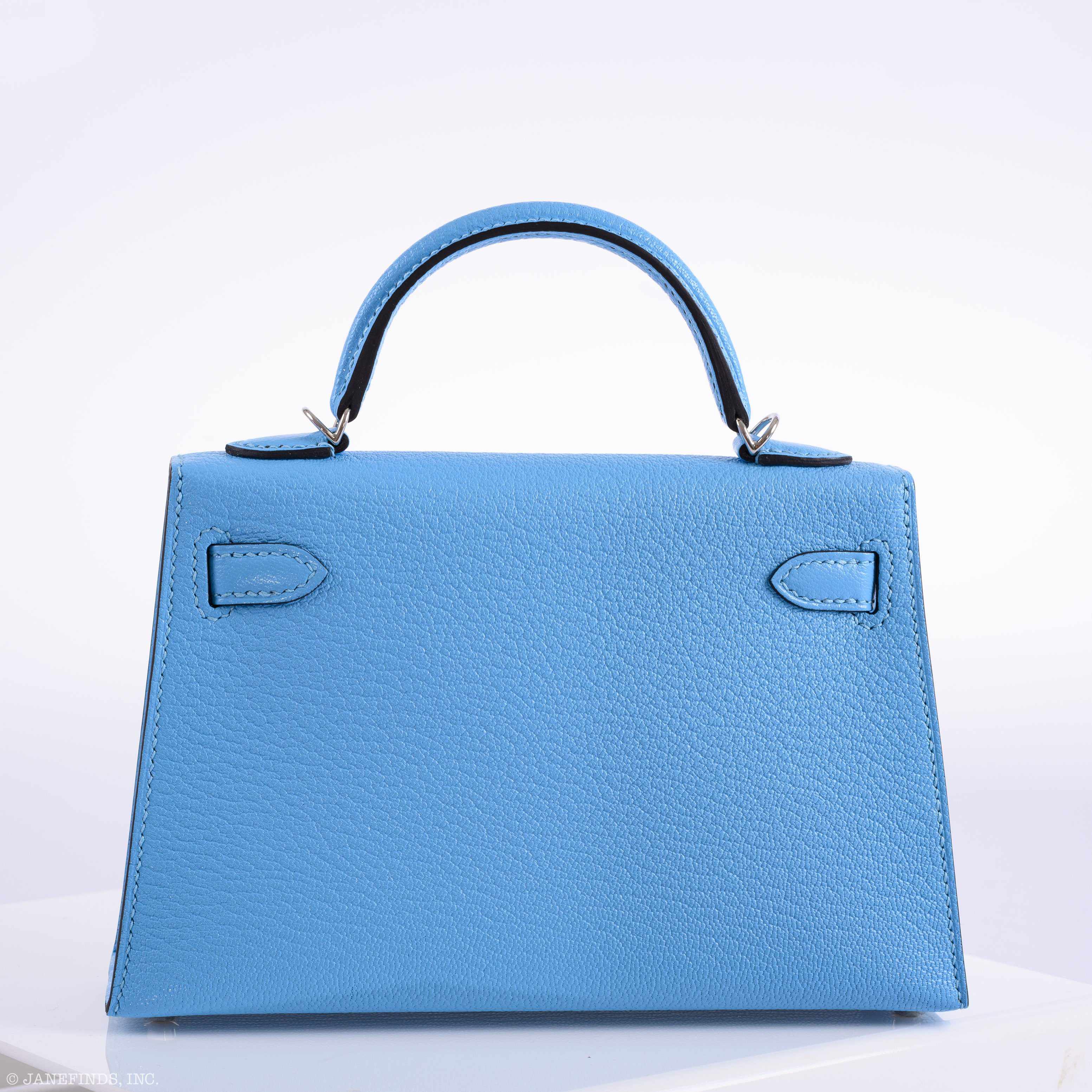 Hermès Kelly 20 Mini II Sellier Blue Celeste Chevre Palladium