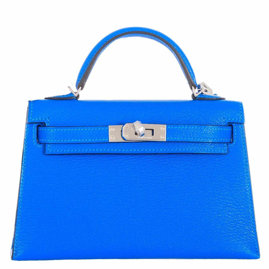 Hermès Kelly 20 Mini II Sellier Blue Celeste Chevre Palladium Hardware