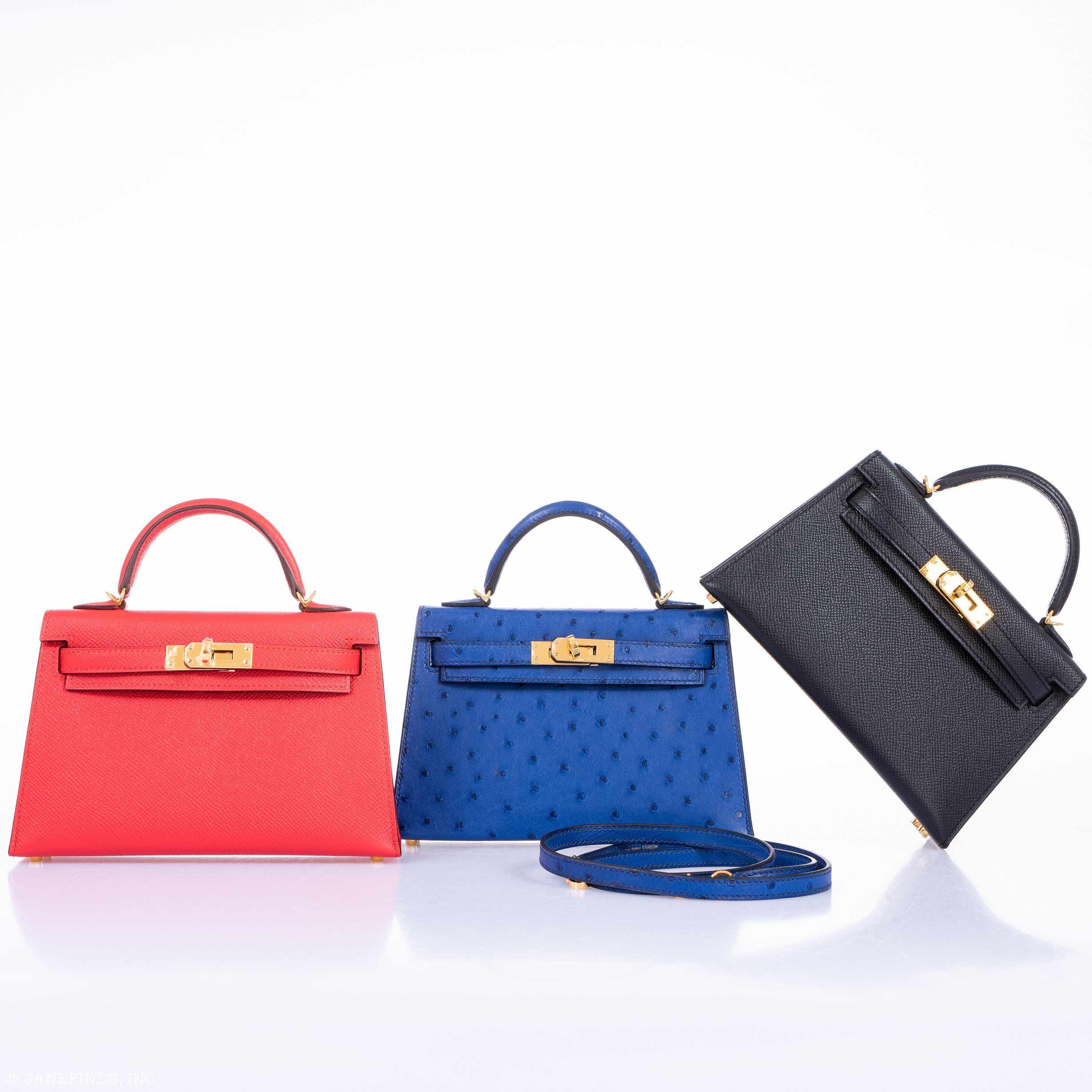 Hermès Kelly 20 Mini II Sellier Blue Sapphire Ostrich Gold Hardware