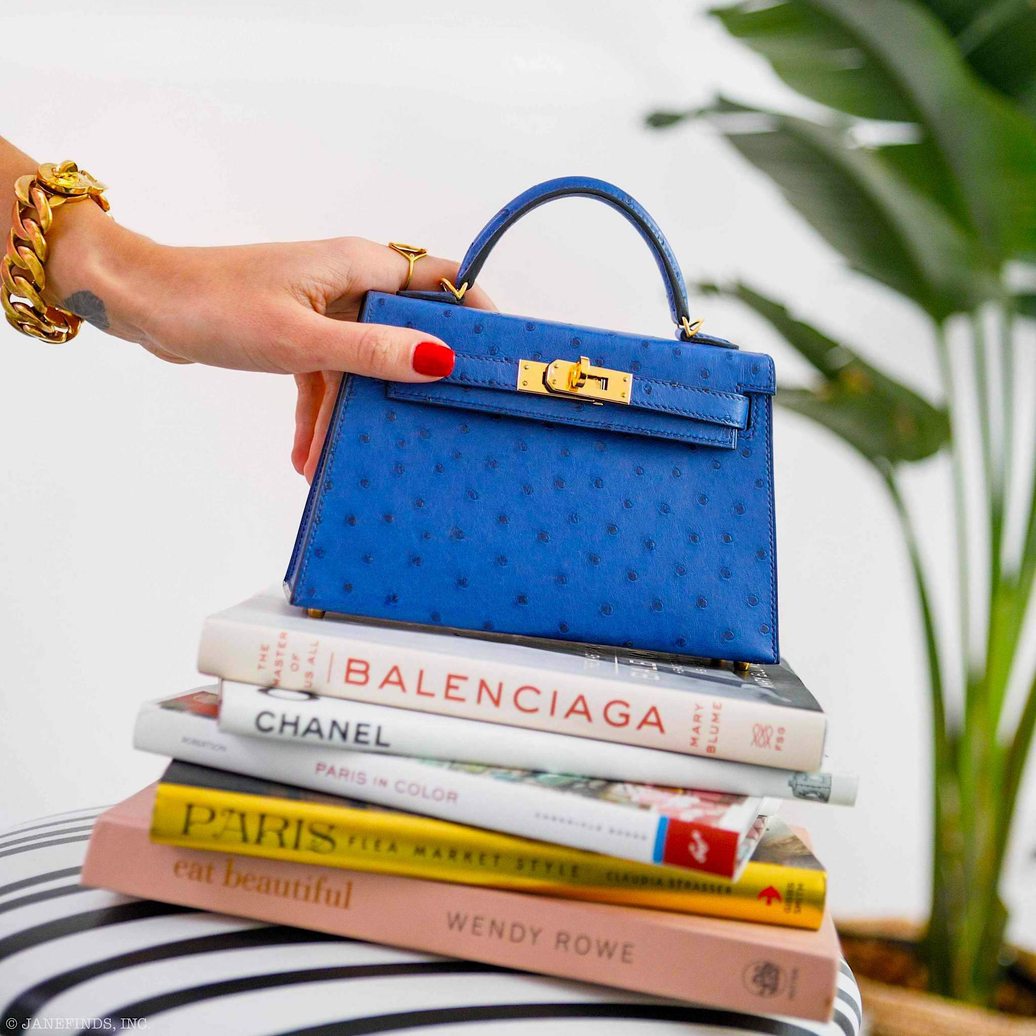Hermès Kelly 20 Mini II Sellier Blue Sapphire Ostrich Gold