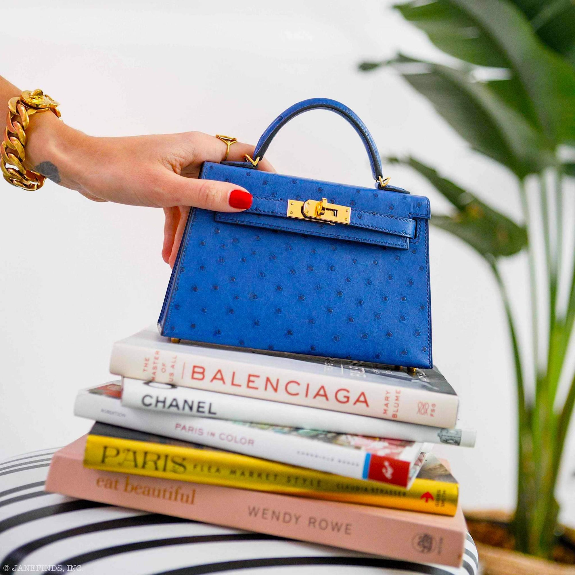 Hermès Kelly 20 Mini II Sellier Blue Sapphire Ostrich Gold Hardware