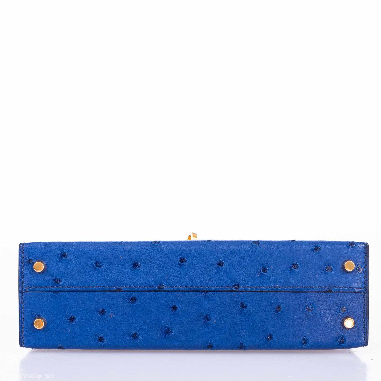 Hermès Kelly 20 Mini II Sellier Blue Sapphire Ostrich Gold Hardware