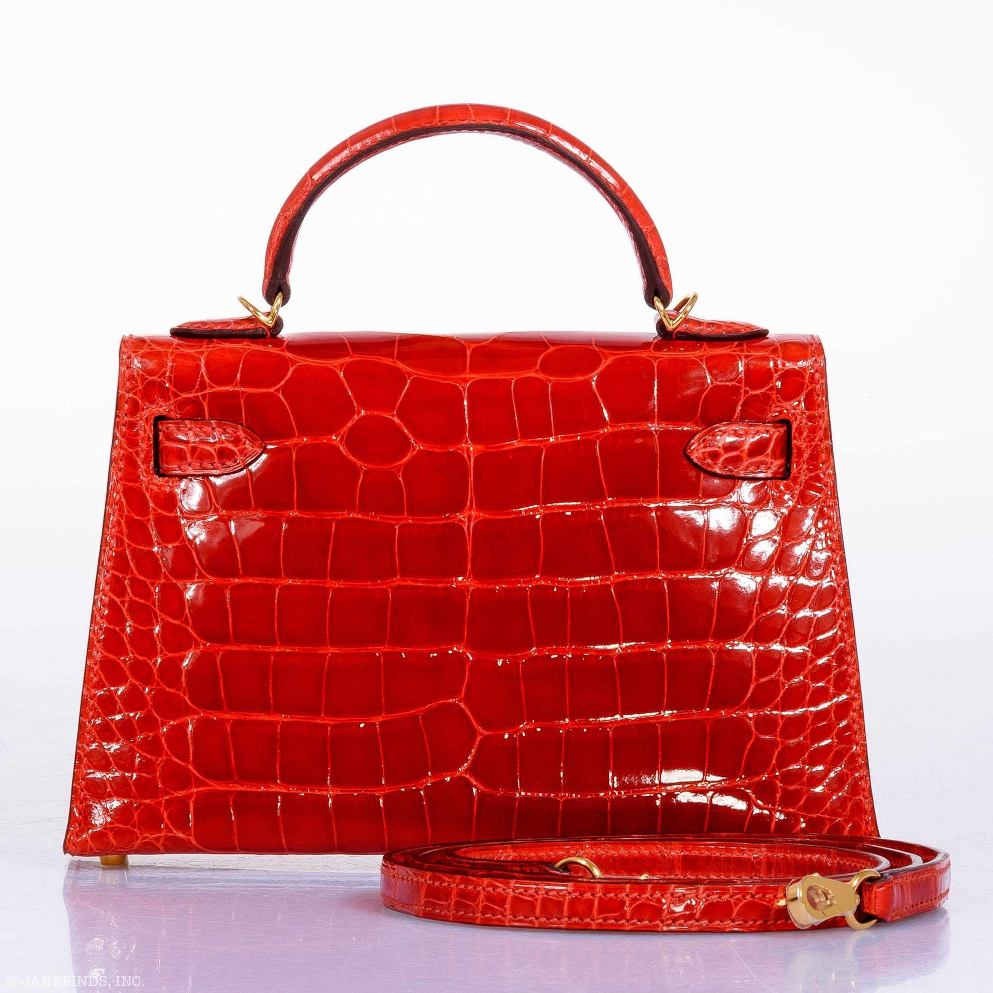 Hermès Kelly 20 Mini II Sellier Geranium Alligator Gold Hardware