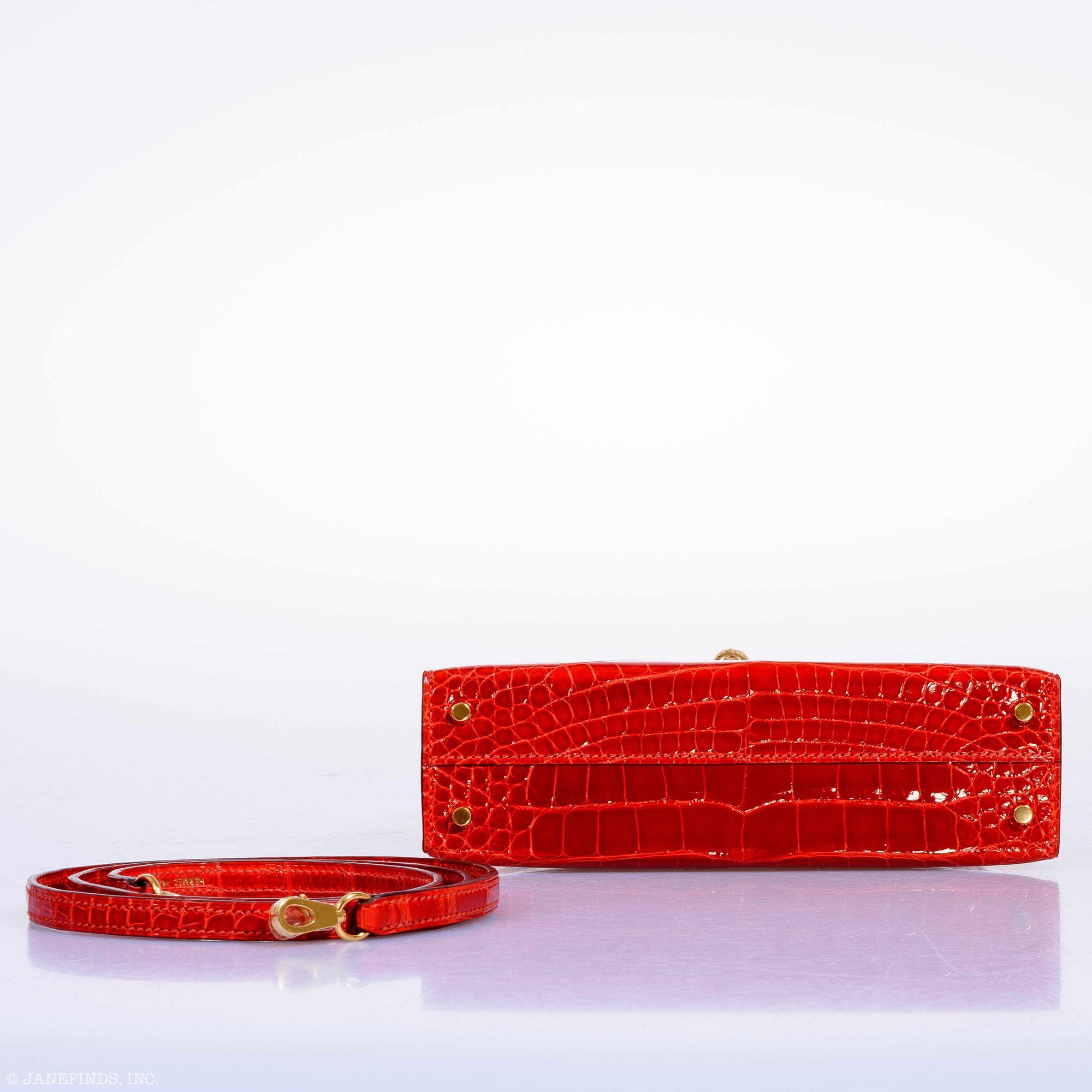 Hermès Kelly 20 Mini II Sellier Geranium Alligator Gold Hardware