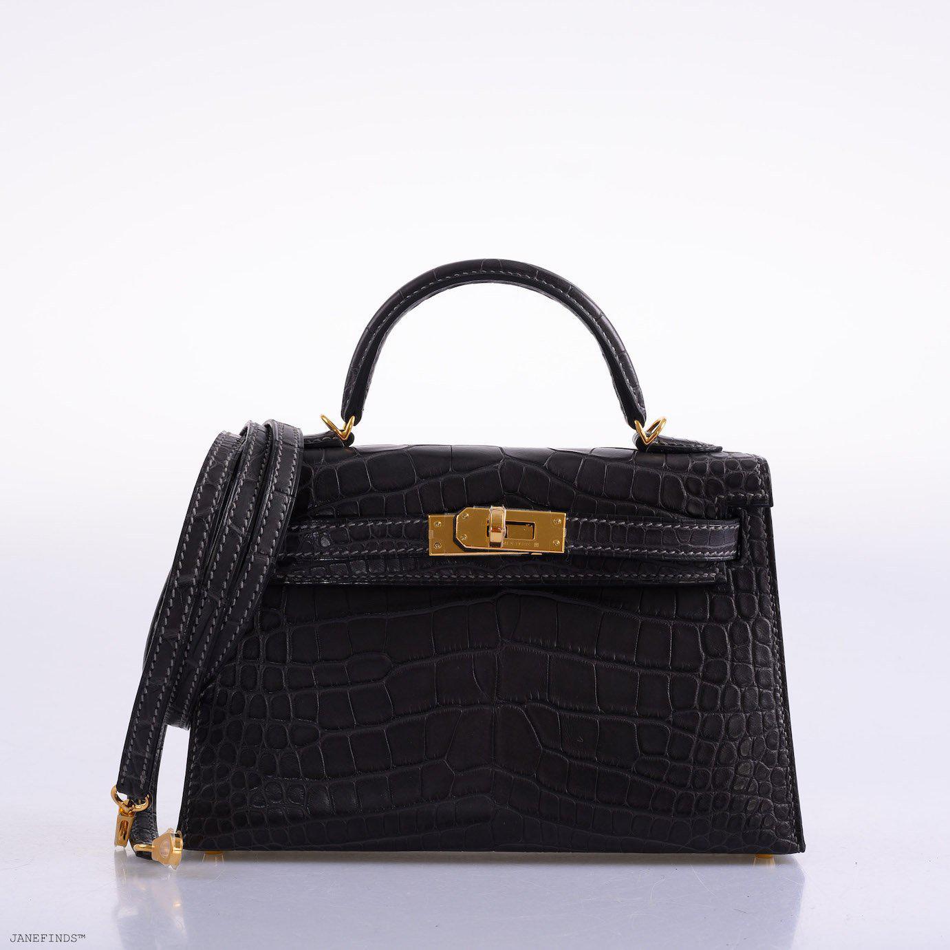 Hermès Kelly 20 Mini II Sellier Graphite Matte Alligator Gold Hardware