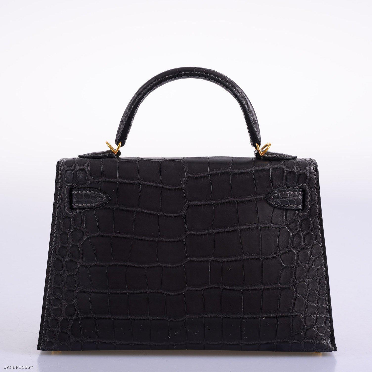 Hermès Kelly 20 Mini II Sellier Graphite Matte Alligator Gold Hardware - 2020, Y