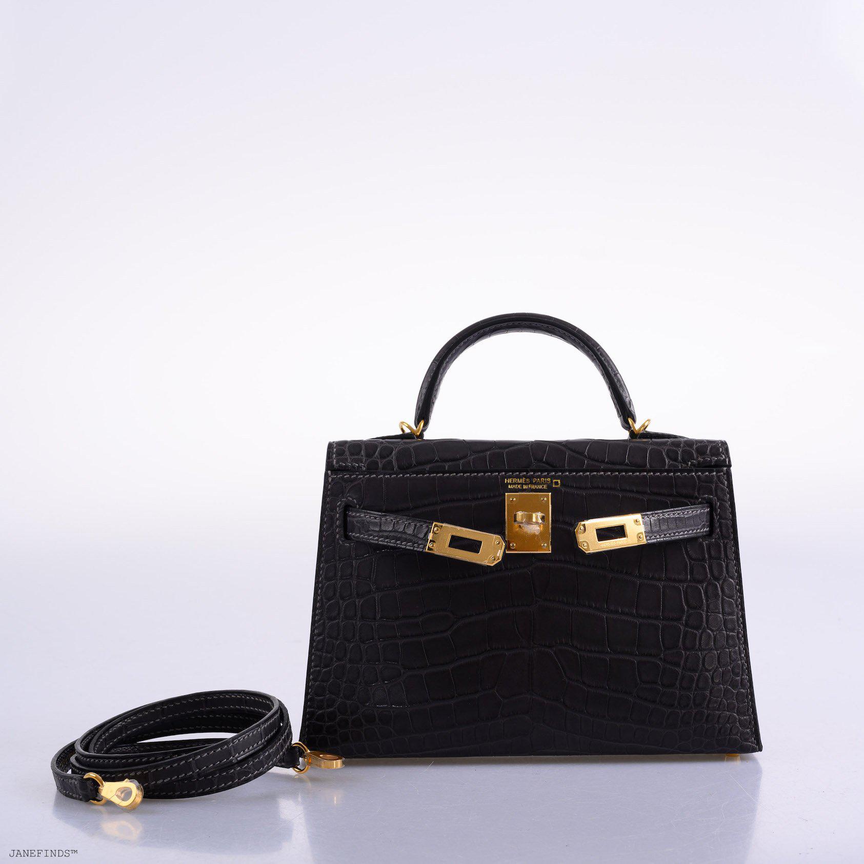 Hermès Kelly 20 Mini II Sellier Graphite Matte Alligator Gold Hardware - 2020, Y